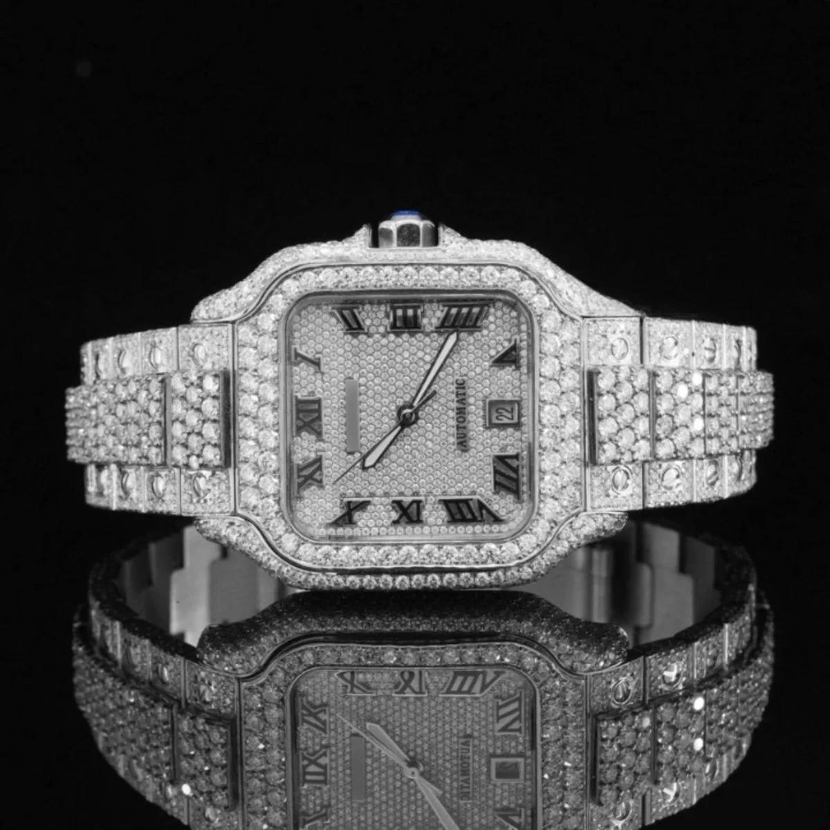 Awesome Iced Out Moissanite Watch For Men Sapphire Crystal Glass (view 3 of 7)