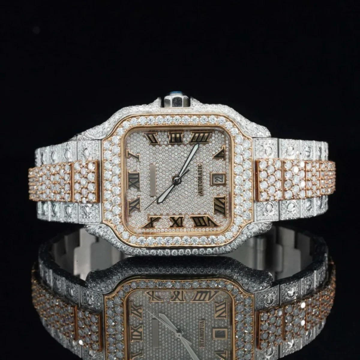 Awesome Iced Out Moissanite Watch For Men Sapphire Crystal Glass (view 4 of 7)