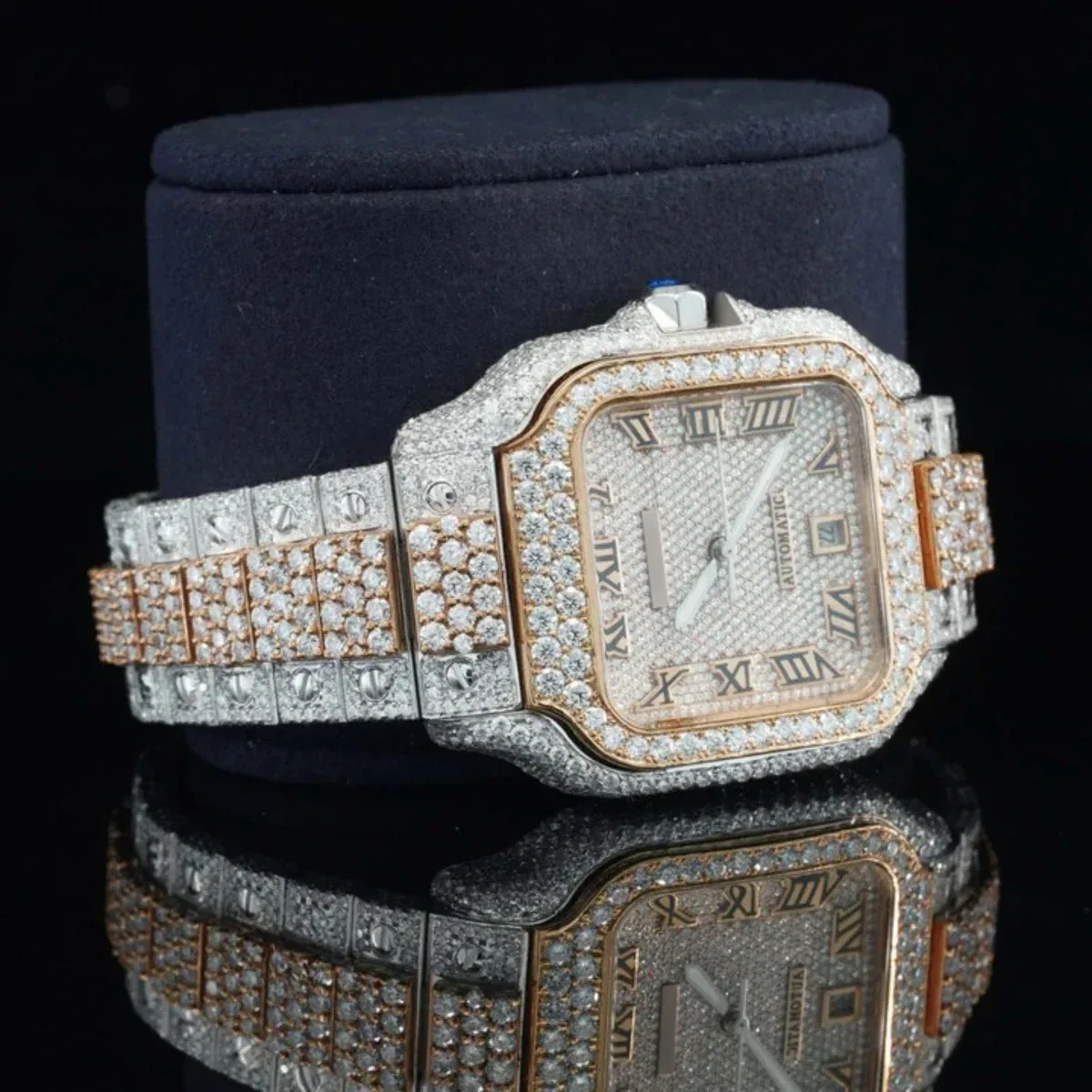 Awesome Iced Out Moissanite Watch For Men Sapphire Crystal Glass (view 5 of 7)