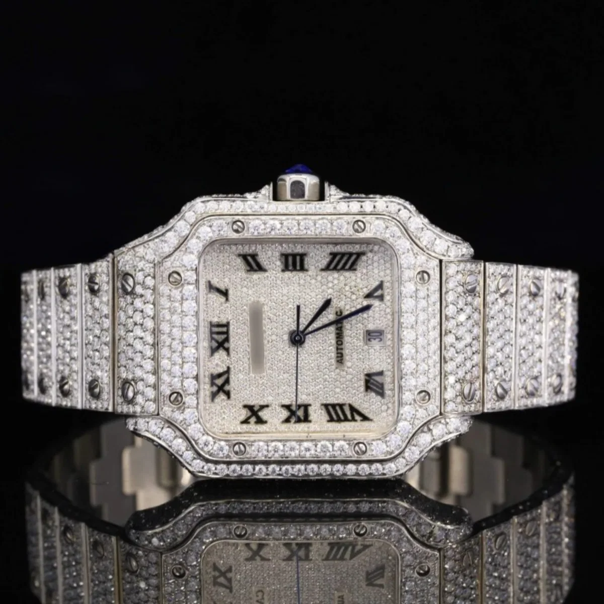 Awesome White Gold Color Moissanite watch Iced Out Watch For Men
