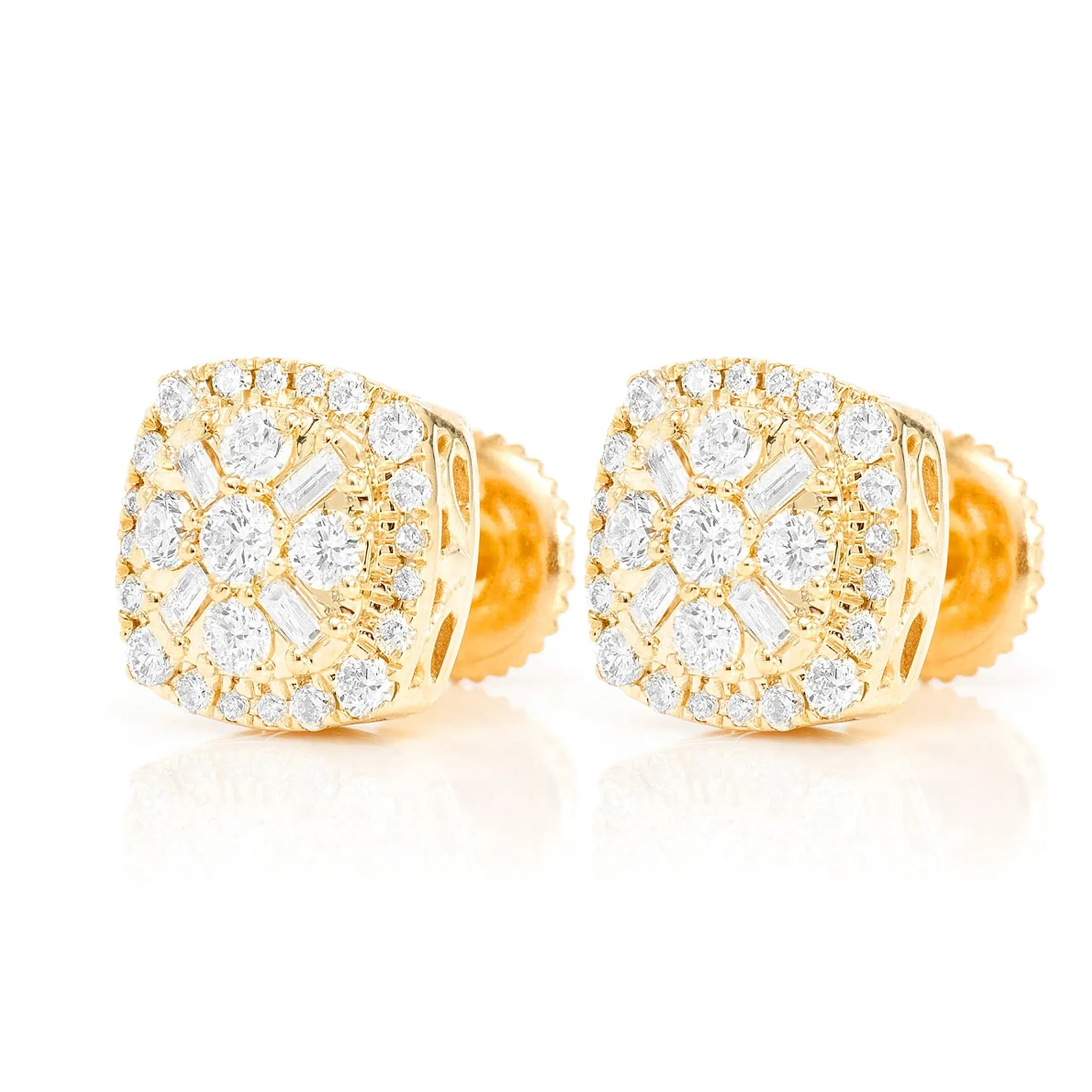 Baguette Flower Diamond Studs - earrings in yellow gold (view 2 of 9)