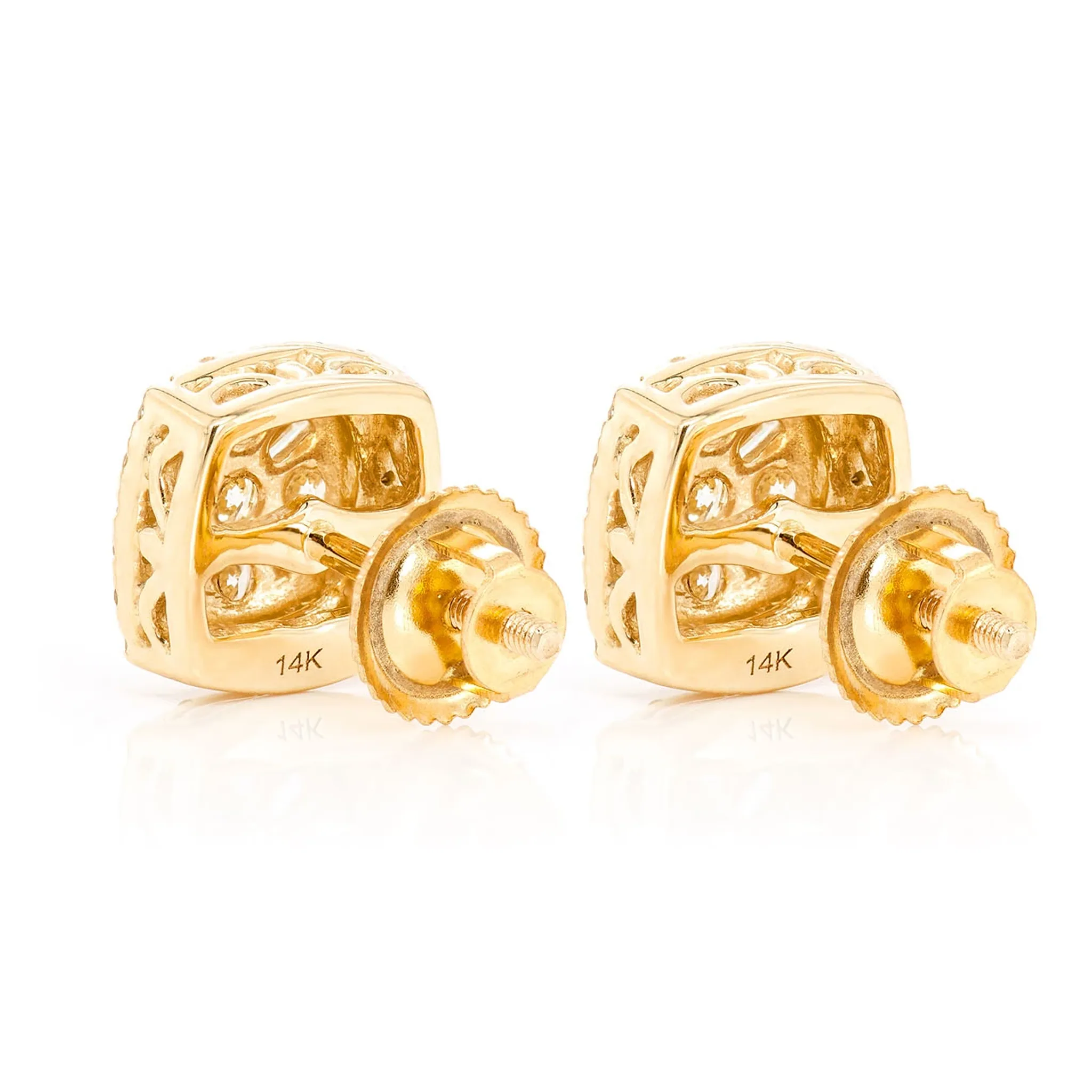 Baguette Flower Diamond Studs - earrings in yellow gold (view 3 of 9)