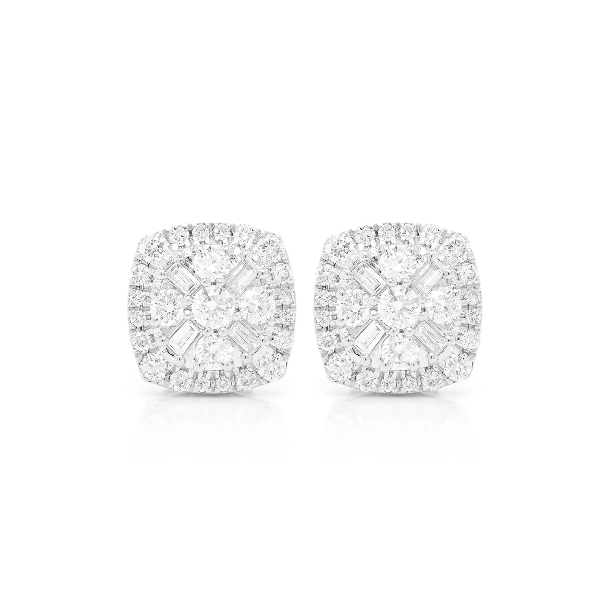 Baguette Flower Diamond Studs - earrings in yellow gold (view 4 of 9)