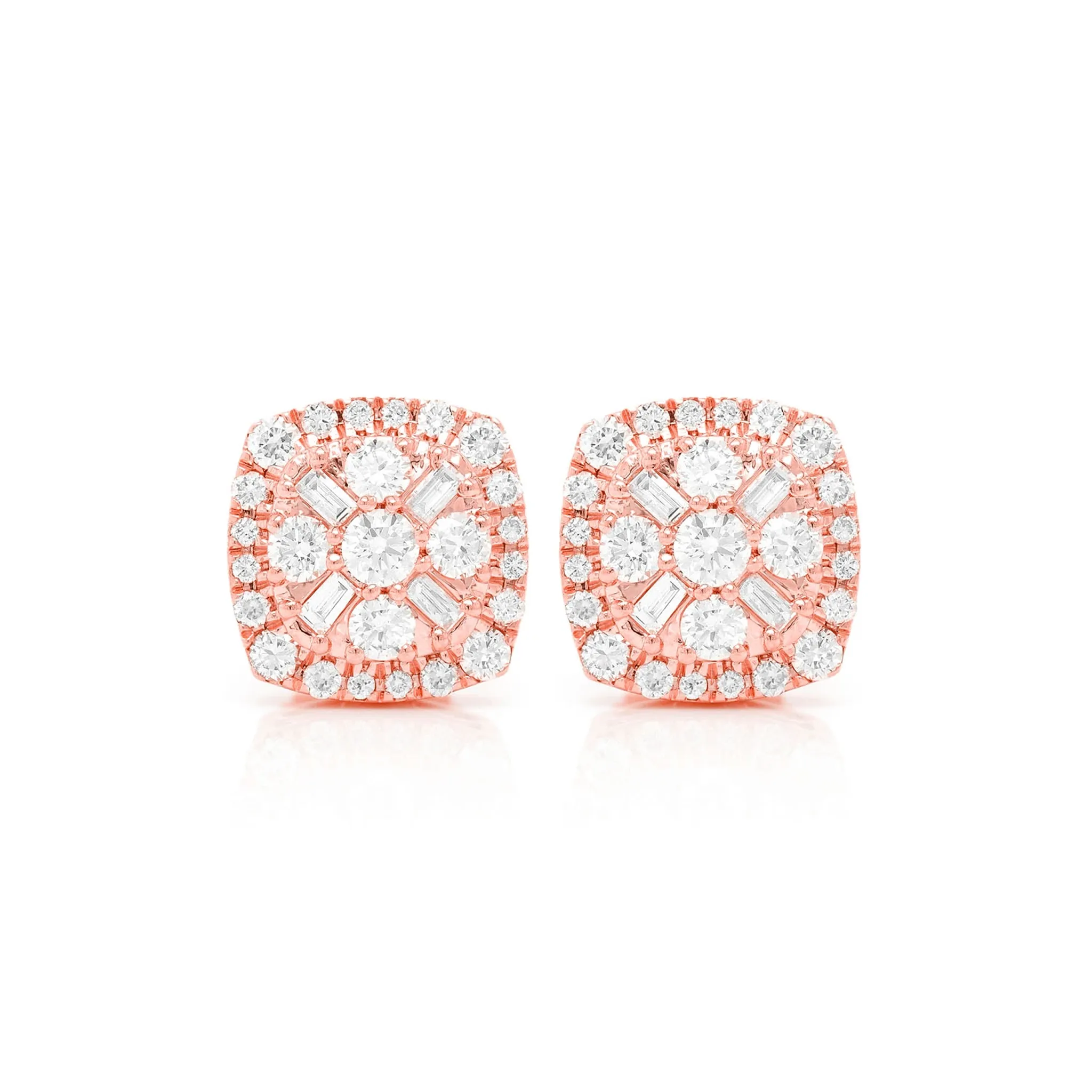 Baguette Flower Diamond Studs - earrings in yellow gold (view 7 of 9)