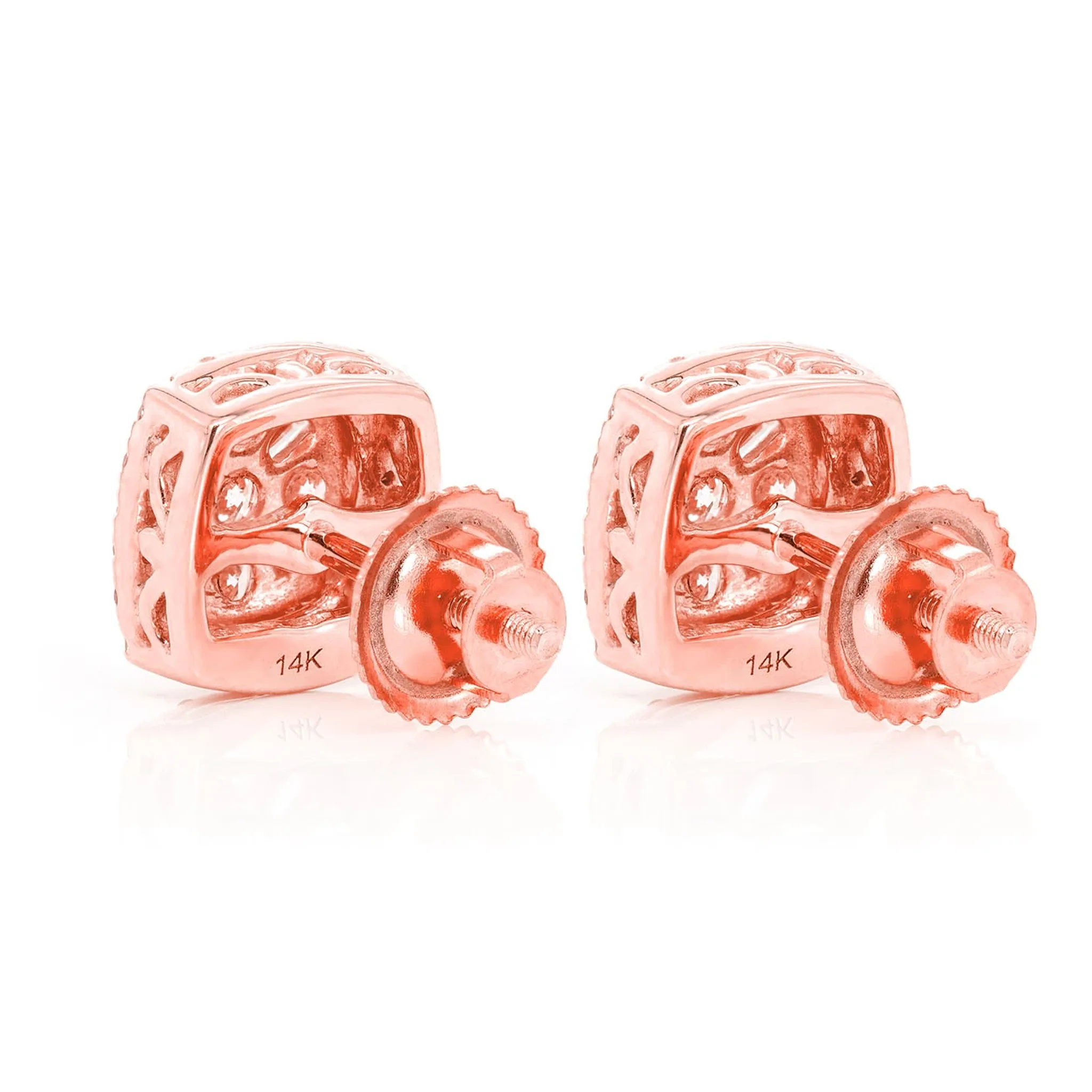 Baguette Flower Diamond Studs - earrings in yellow gold (view 9 of 9)