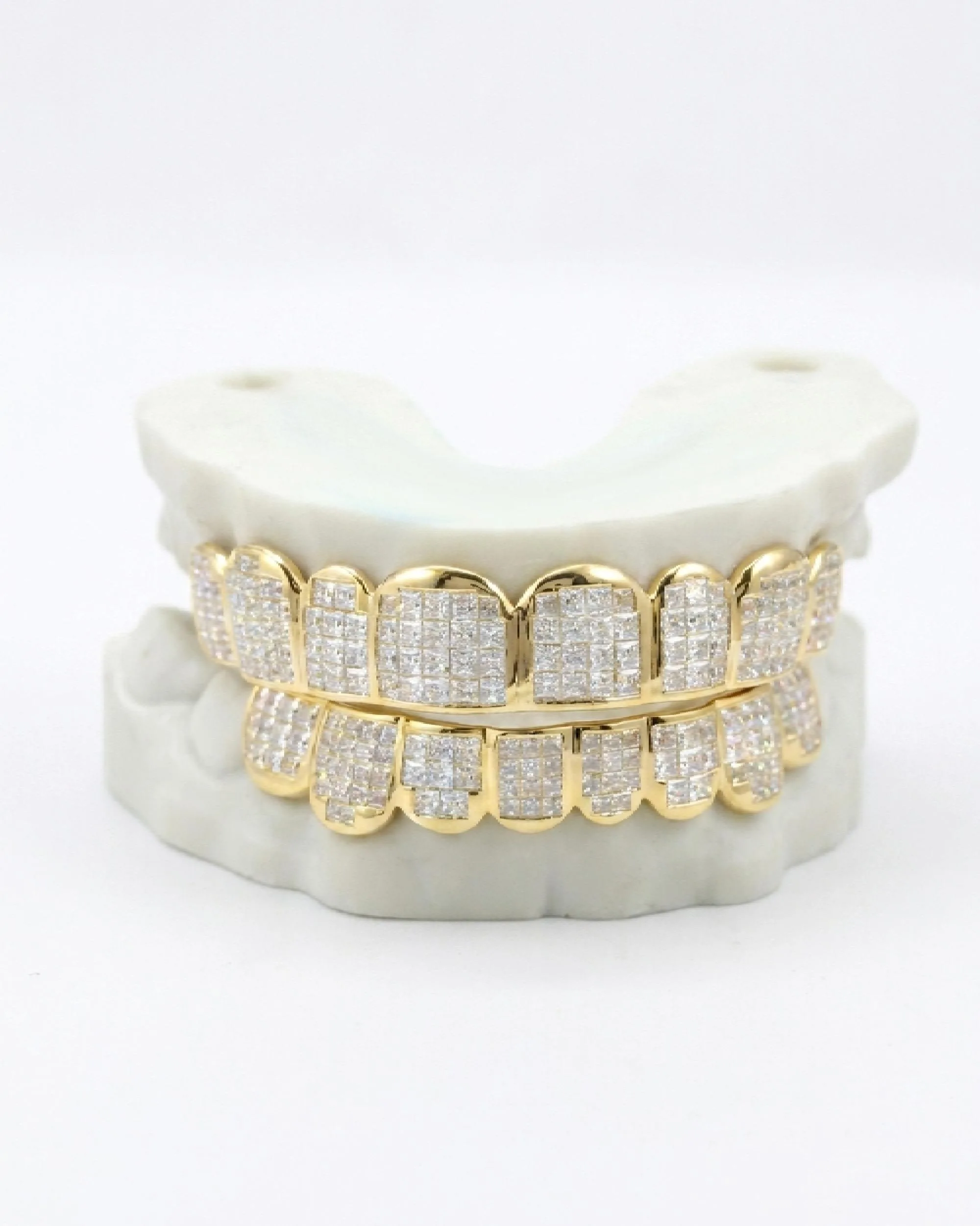 8 on 8 VVS Baguette Moissanite Diamond Grillz - in white gold (view 5 of 12)
