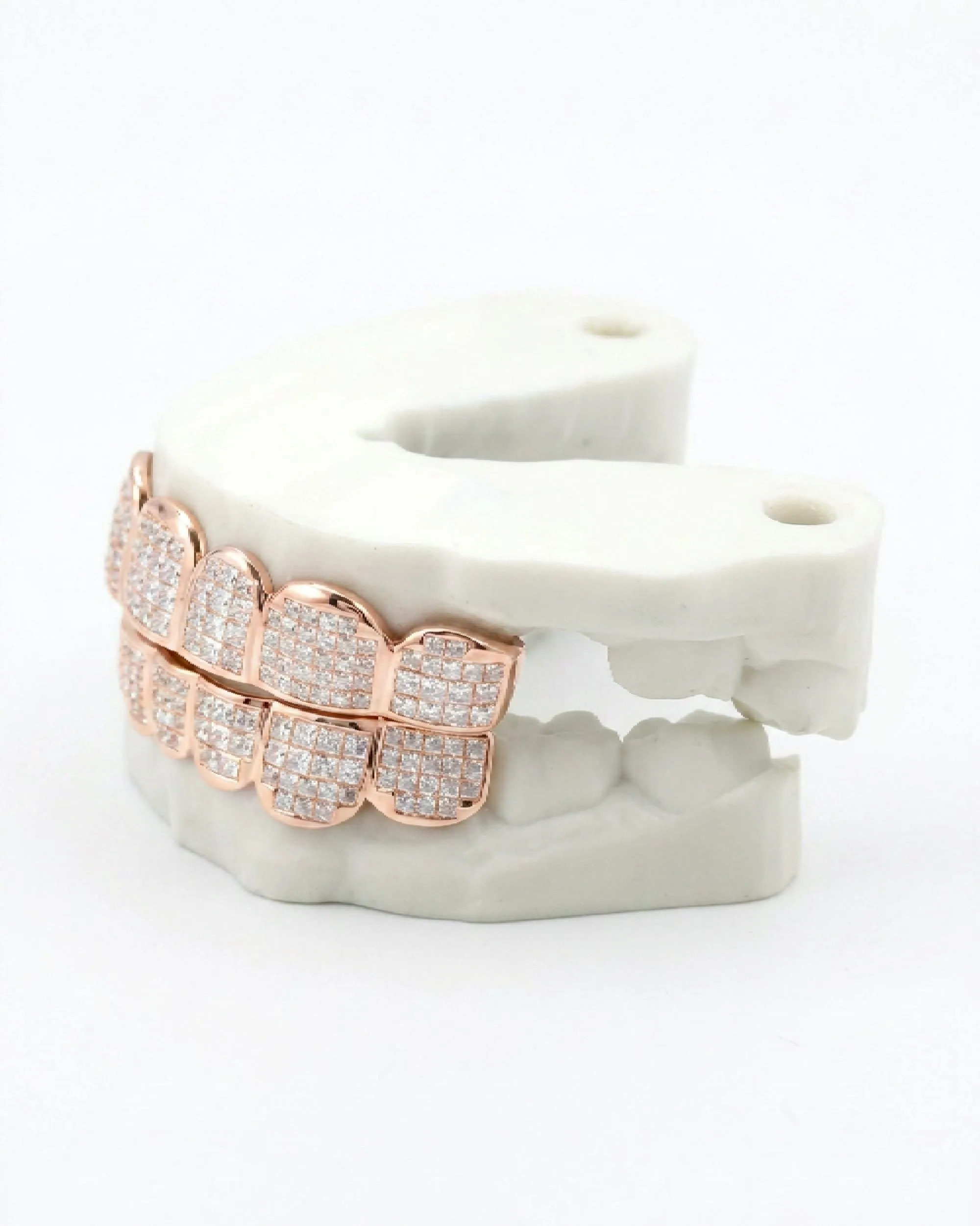 8 on 8 VVS Baguette Moissanite Diamond Grillz - in white gold (view 9 of 12)