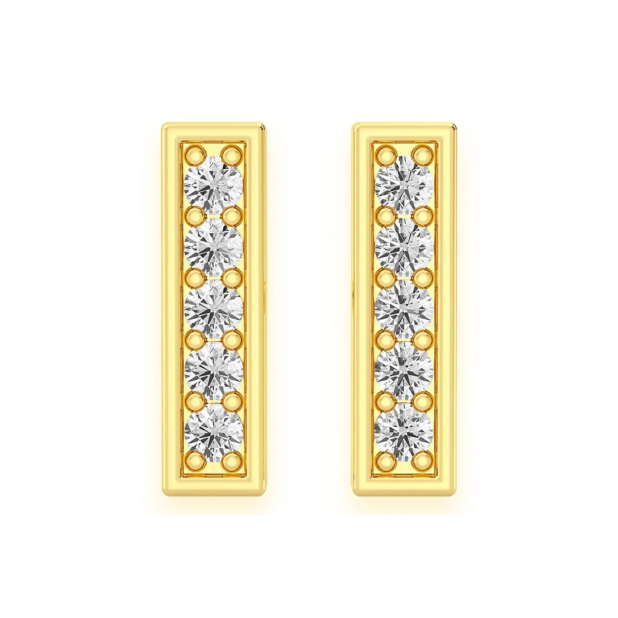 Bar Diamond Studs - earrings in yellow gold