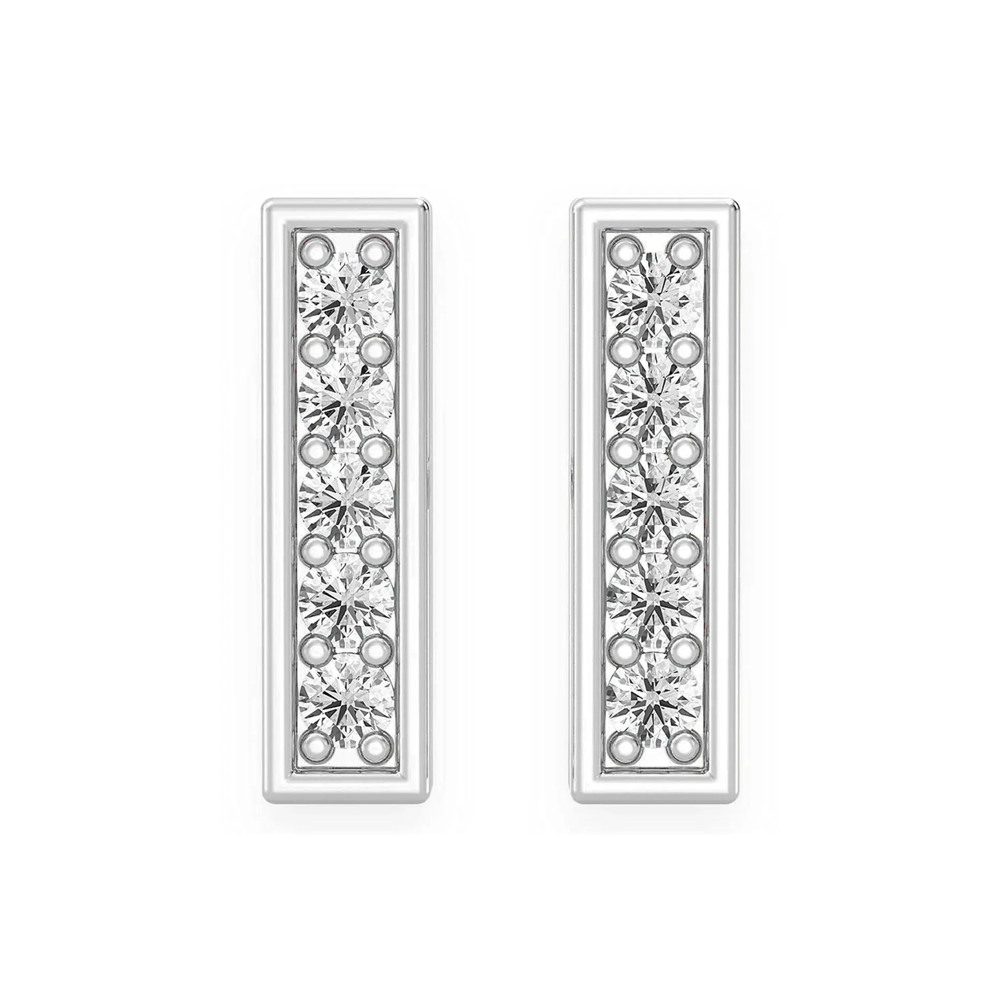 Bar Diamond Studs - earrings in yellow gold (view 2 of 3)