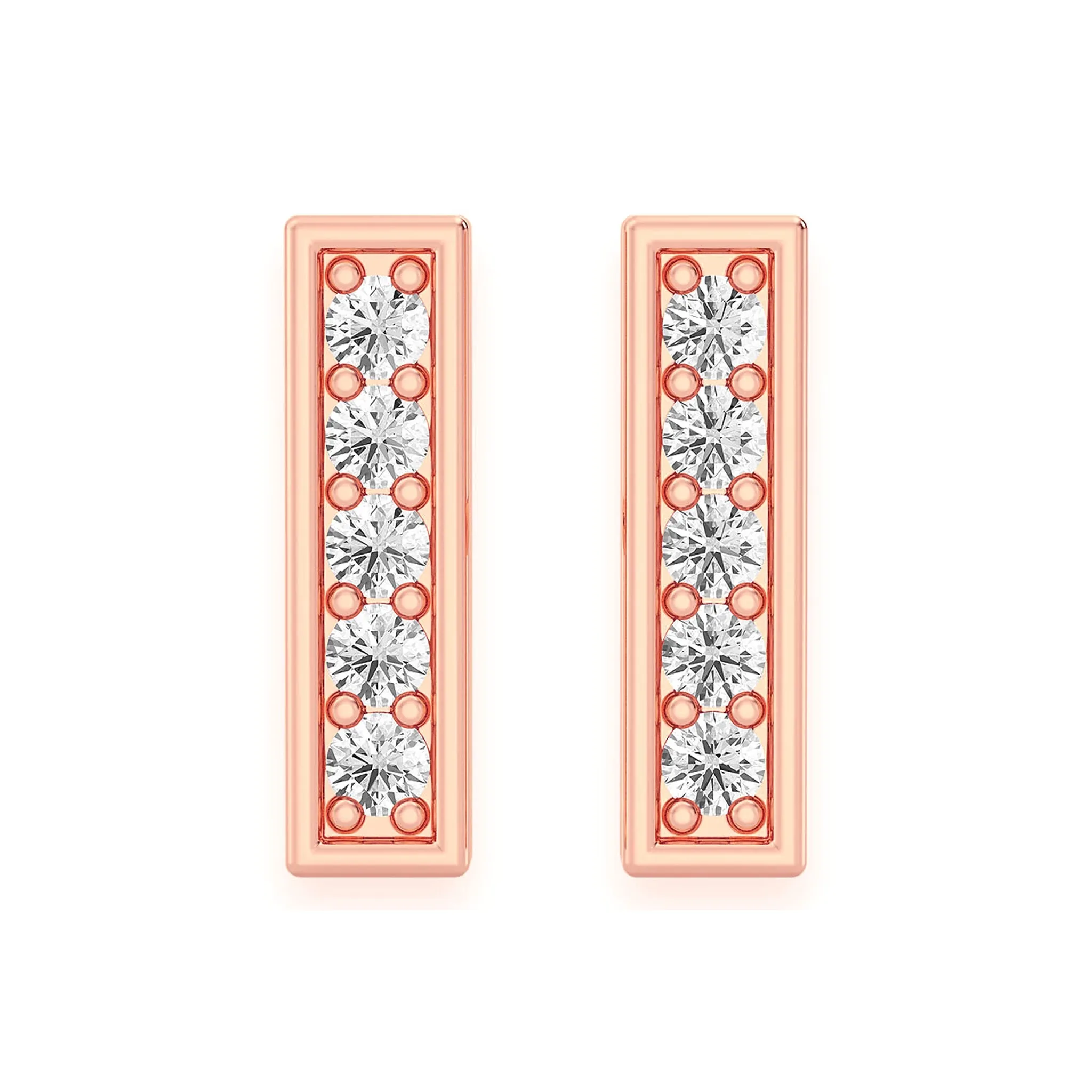 Bar Diamond Studs - earrings in yellow gold (view 3 of 3)