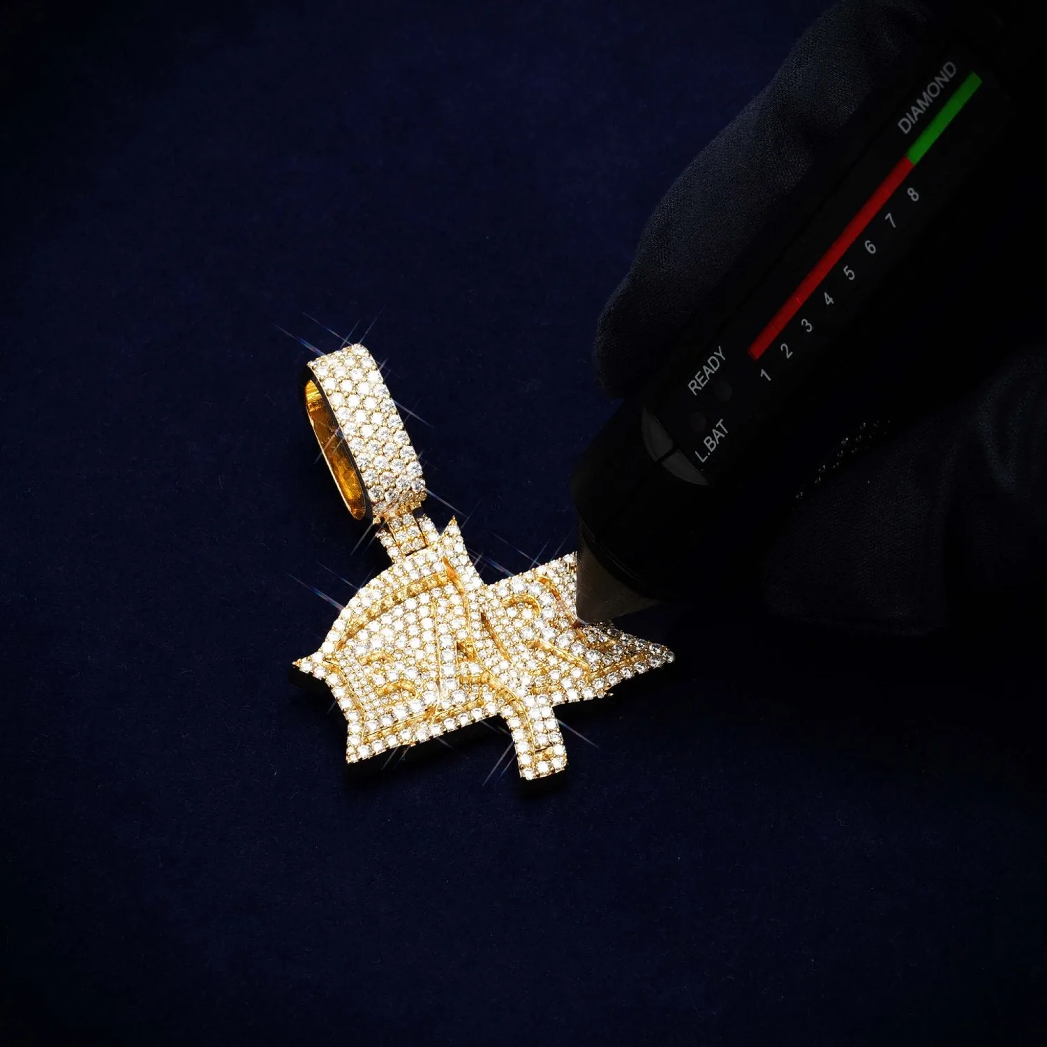 "BARI" Custom Moissanite Name Pendant 14K Gold (view 4 of 4)