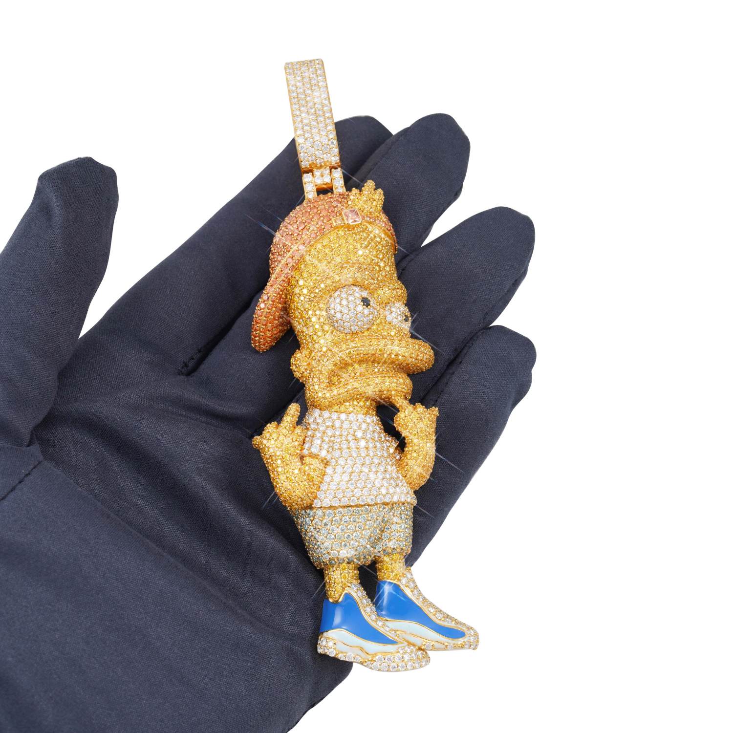 "BART SIMPSON" Custom Moissanite Logo Pendant 14K Gold (view 3 of 4)
