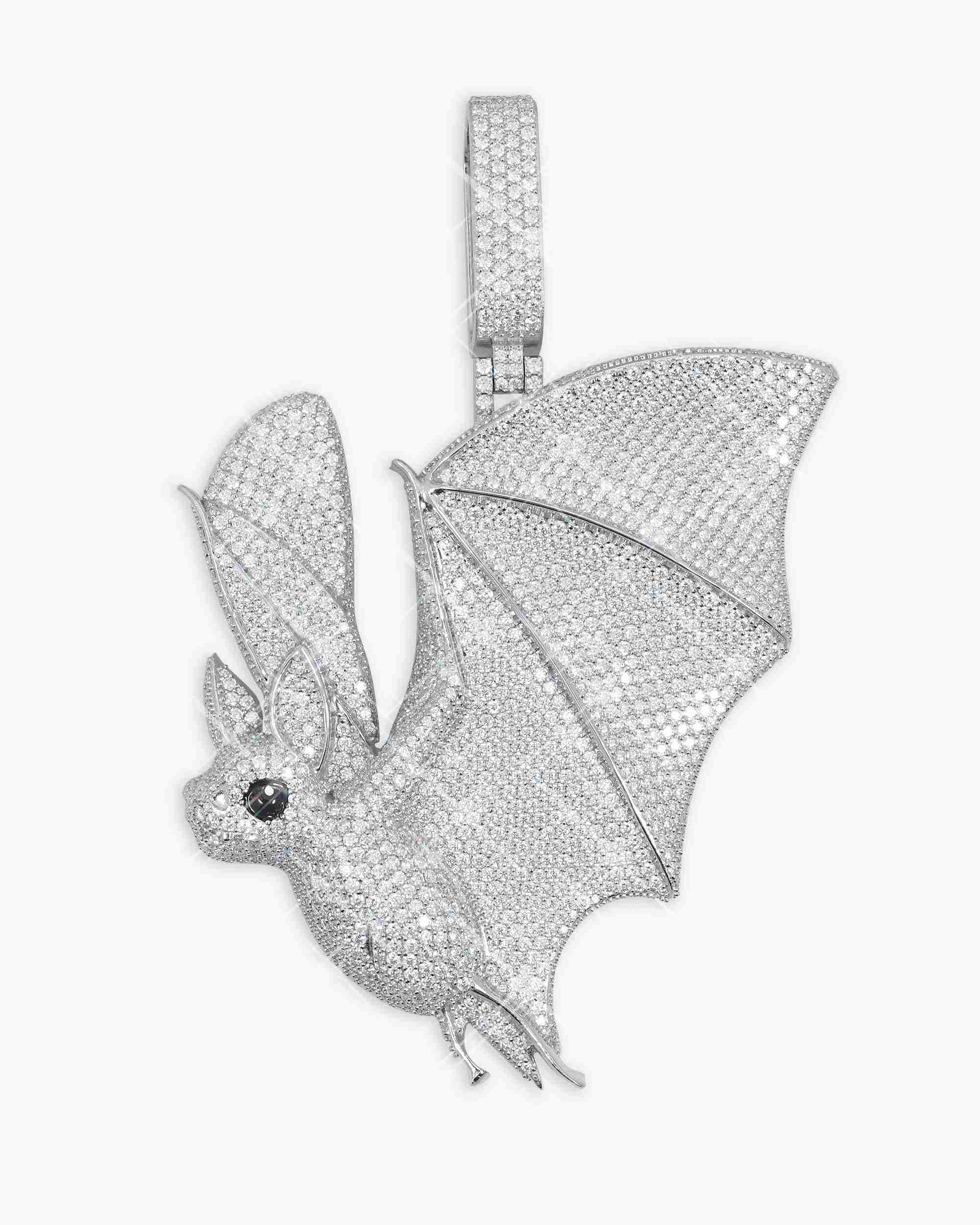 "BAT" Custom Moissanite Logo Pendant 14K Gold