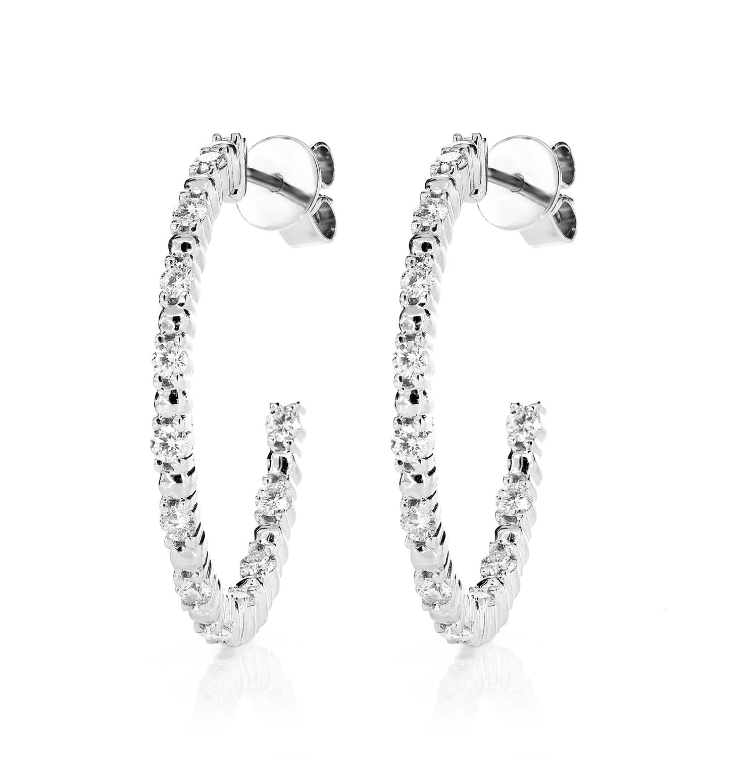 Bead & Round Inside-Out Hoop Earrings - lab grown diamond in yellow gold (view 3 of 6)