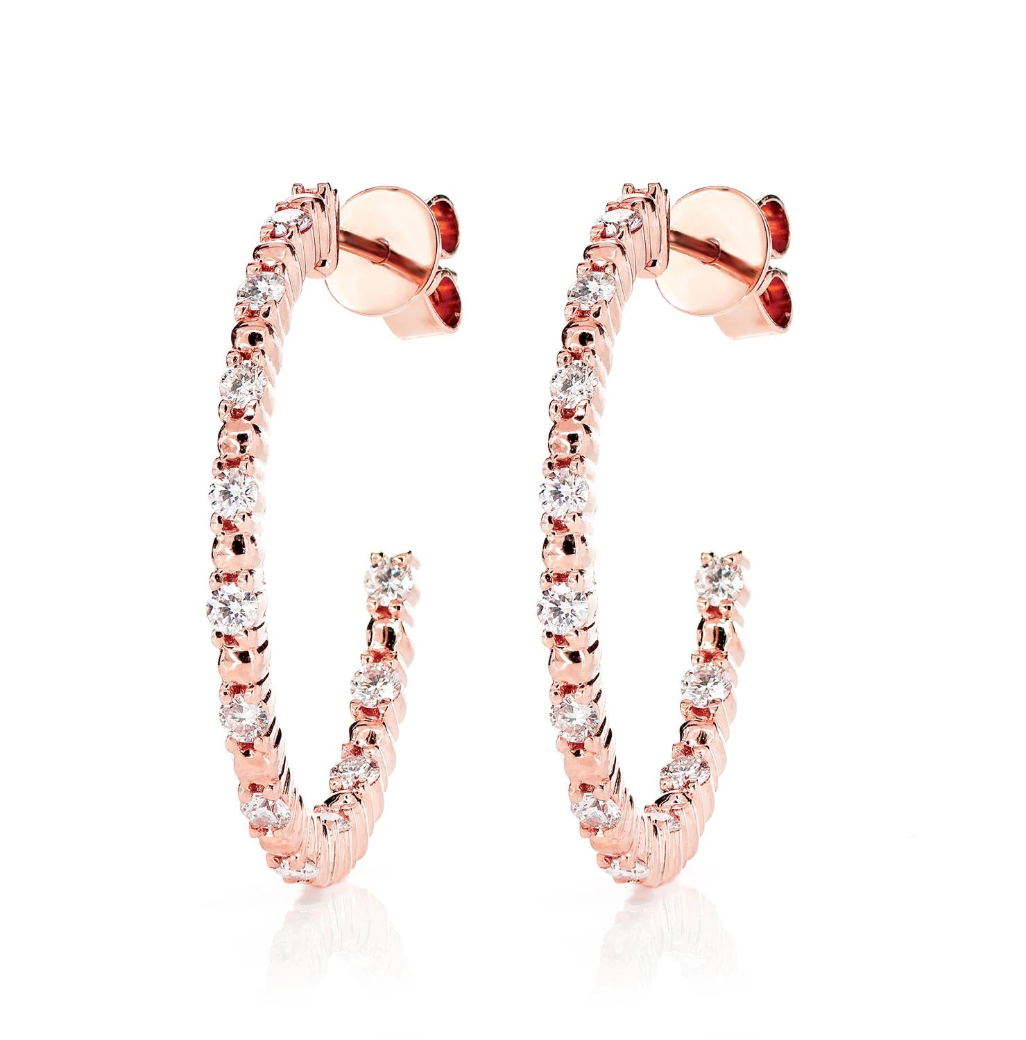 Bead & Round Inside-Out Hoop Earrings - lab grown diamond in yellow gold (view 5 of 6)