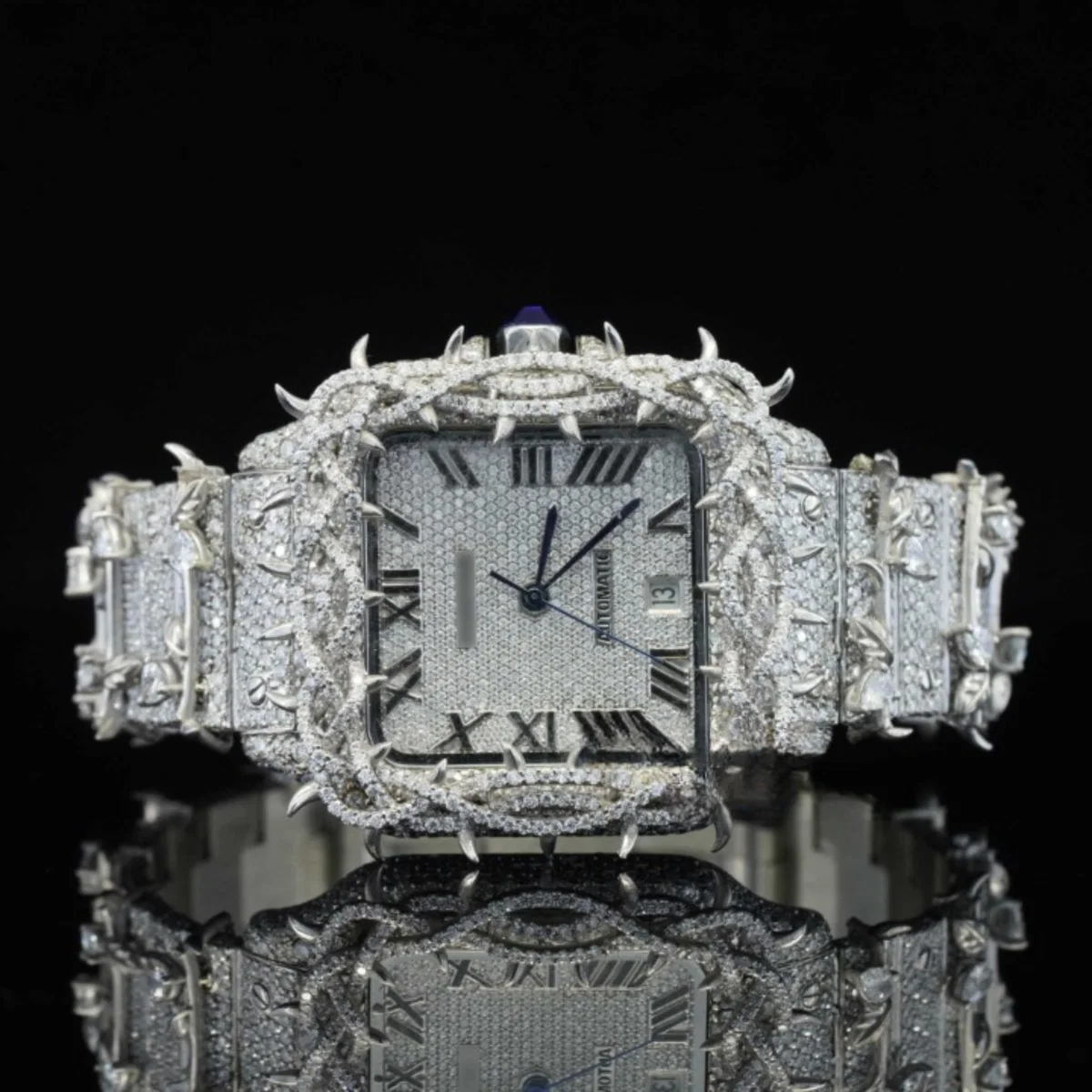 Beautiful Automatic Tree Branch Moissanite Watch For Men