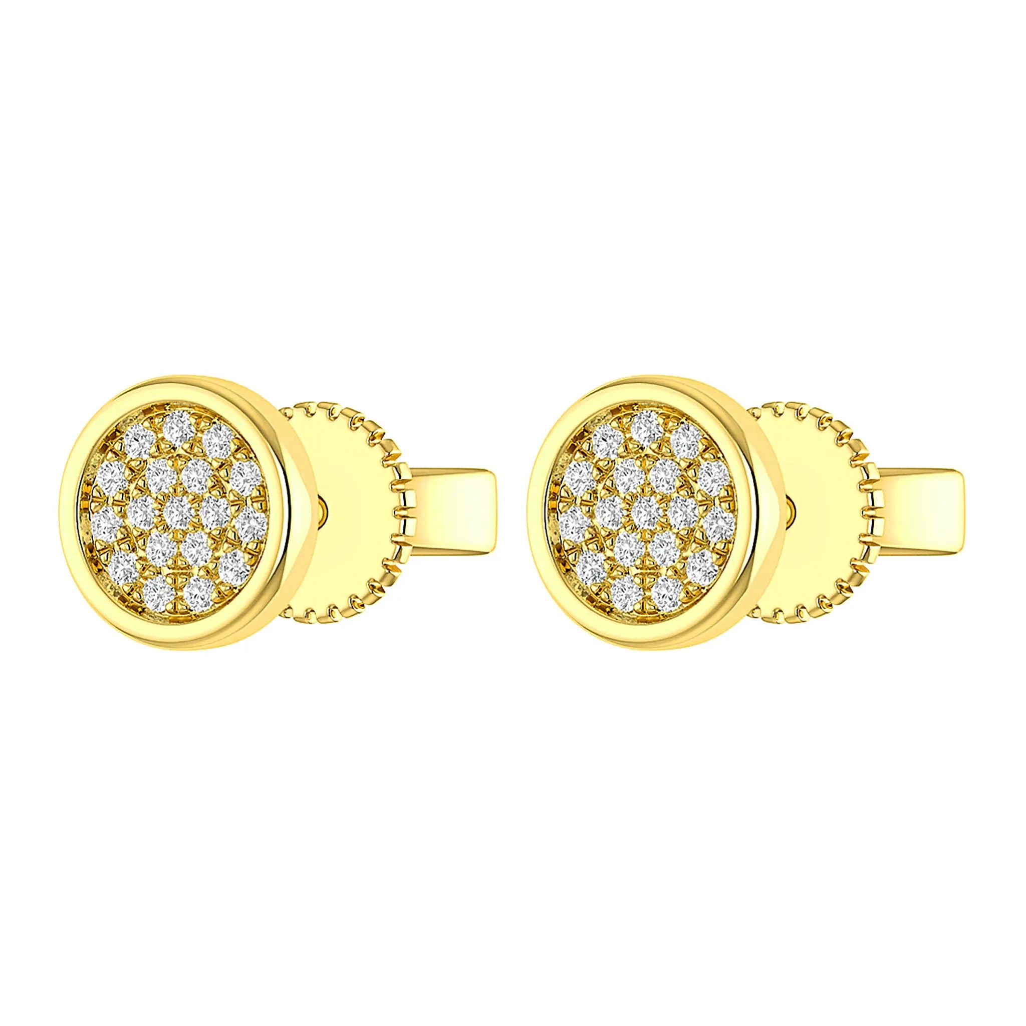 Bezel Cluster Diamond Stud Earrings - in yellow gold (view 2 of 6)