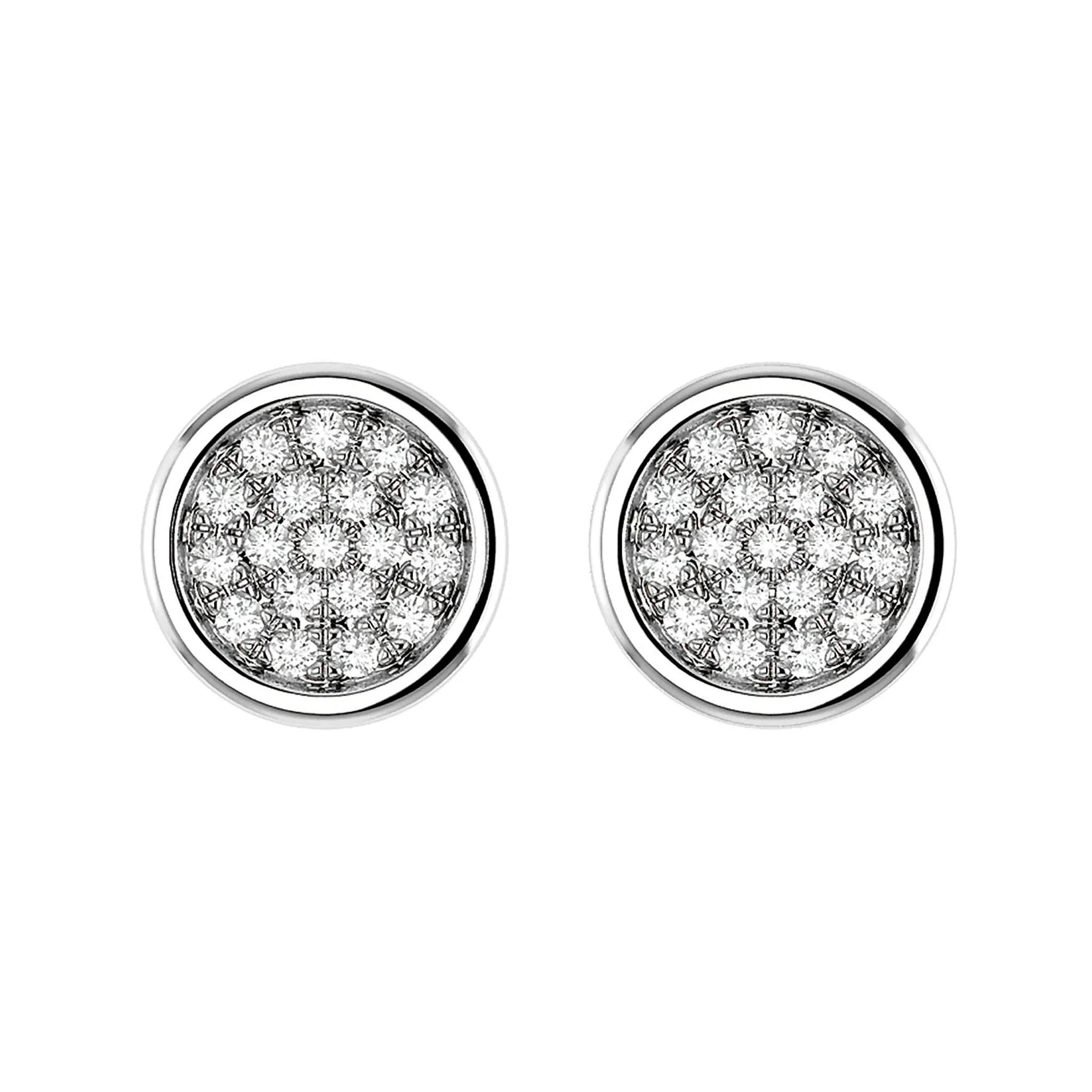 Bezel Cluster Diamond Stud Earrings - in yellow gold (view 3 of 6)