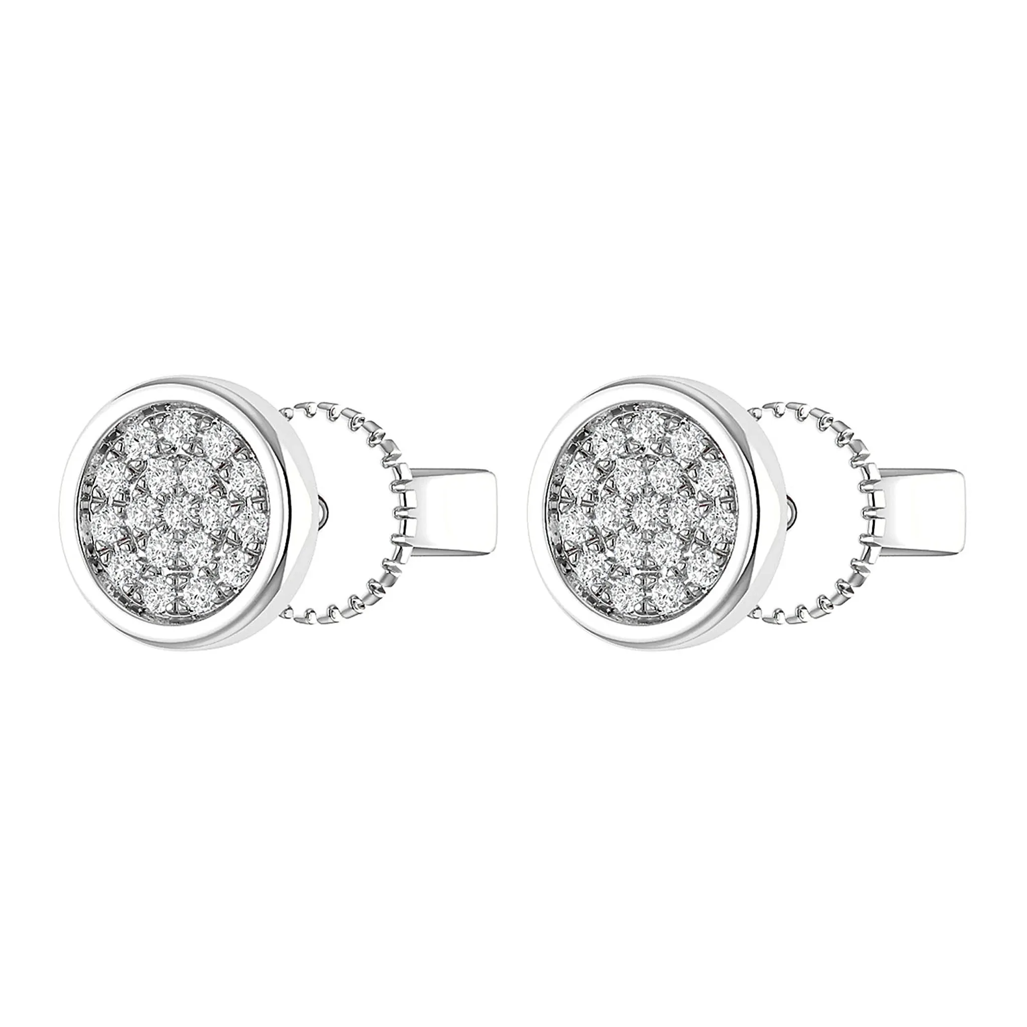 Bezel Cluster Diamond Stud Earrings - in yellow gold (view 4 of 6)