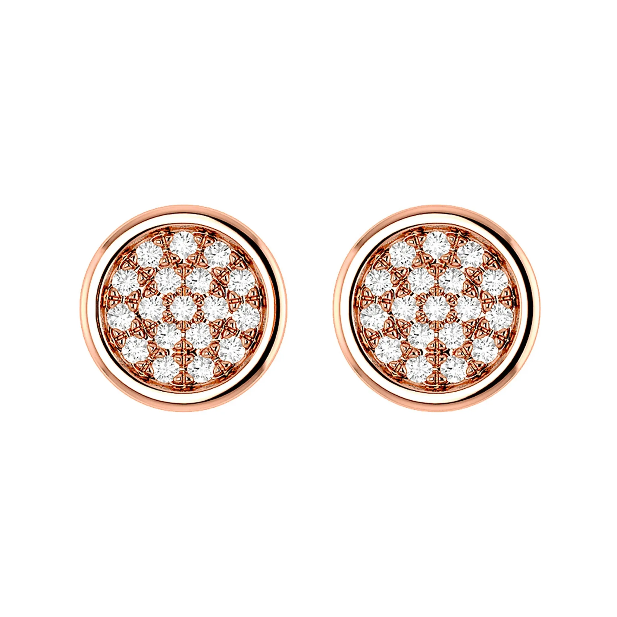 Bezel Cluster Diamond Stud Earrings - in yellow gold (view 5 of 6)