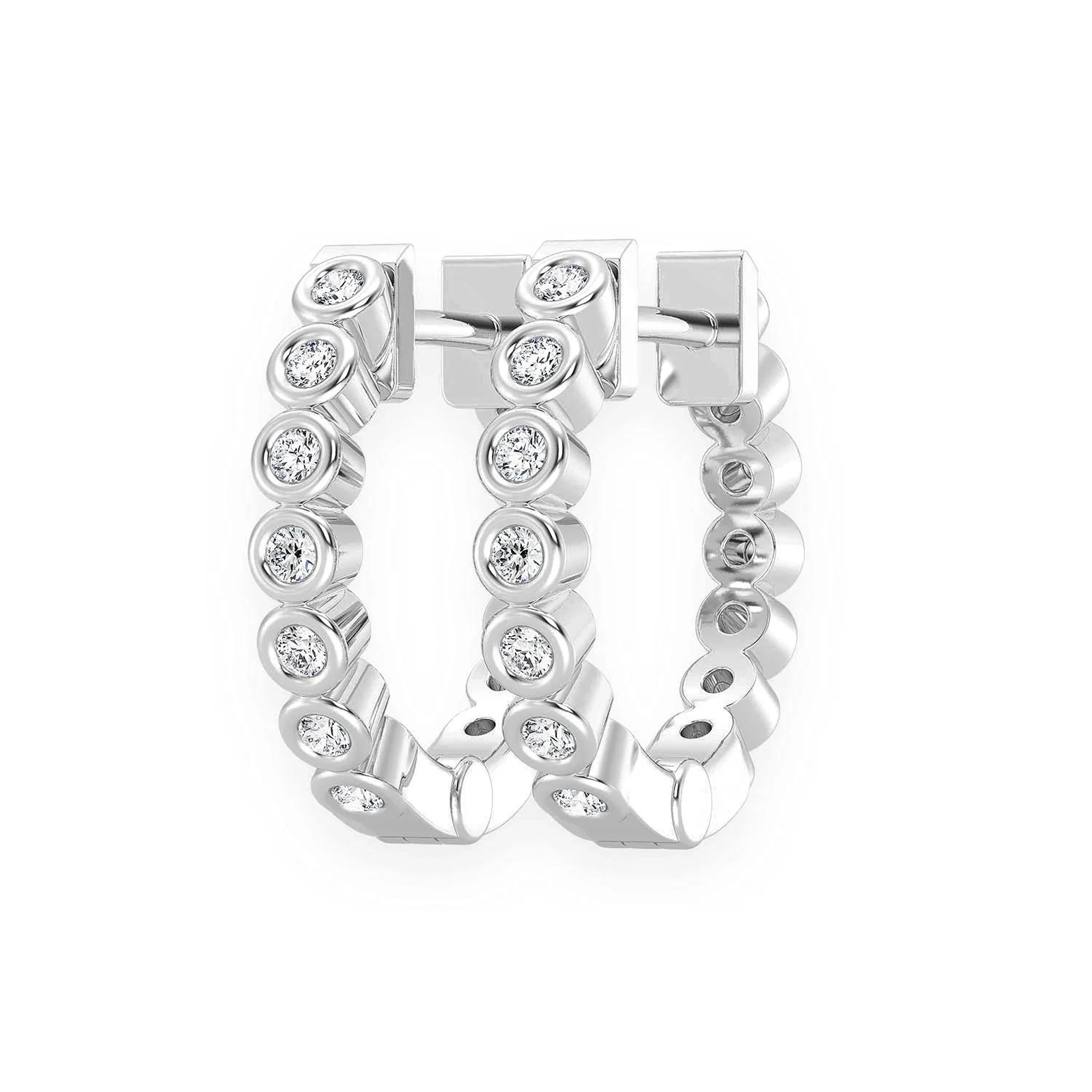 Bezel Diamond Hoops - earrings in yellow gold (view 3 of 6)