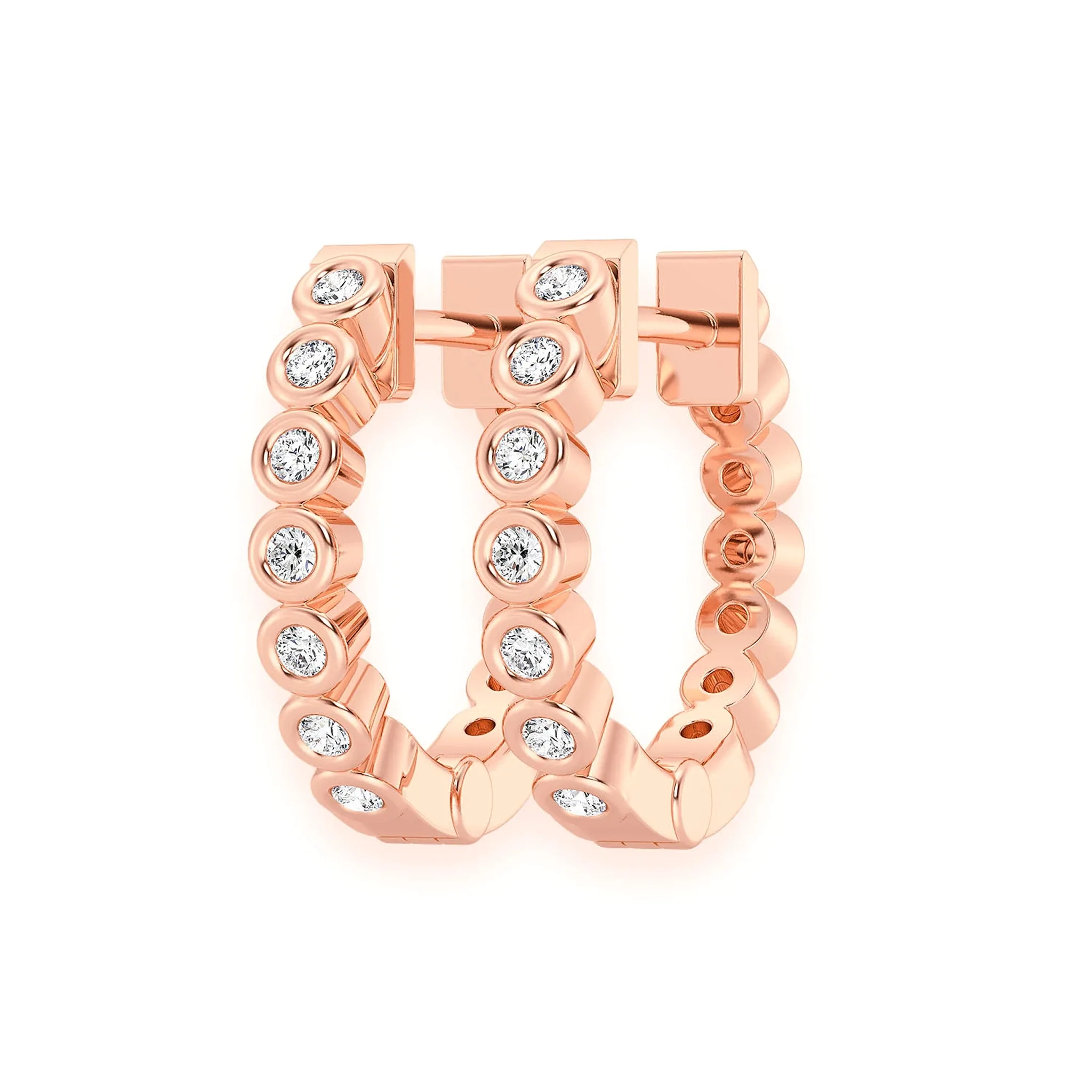 Bezel Diamond Hoops - earrings in yellow gold (view 5 of 6)