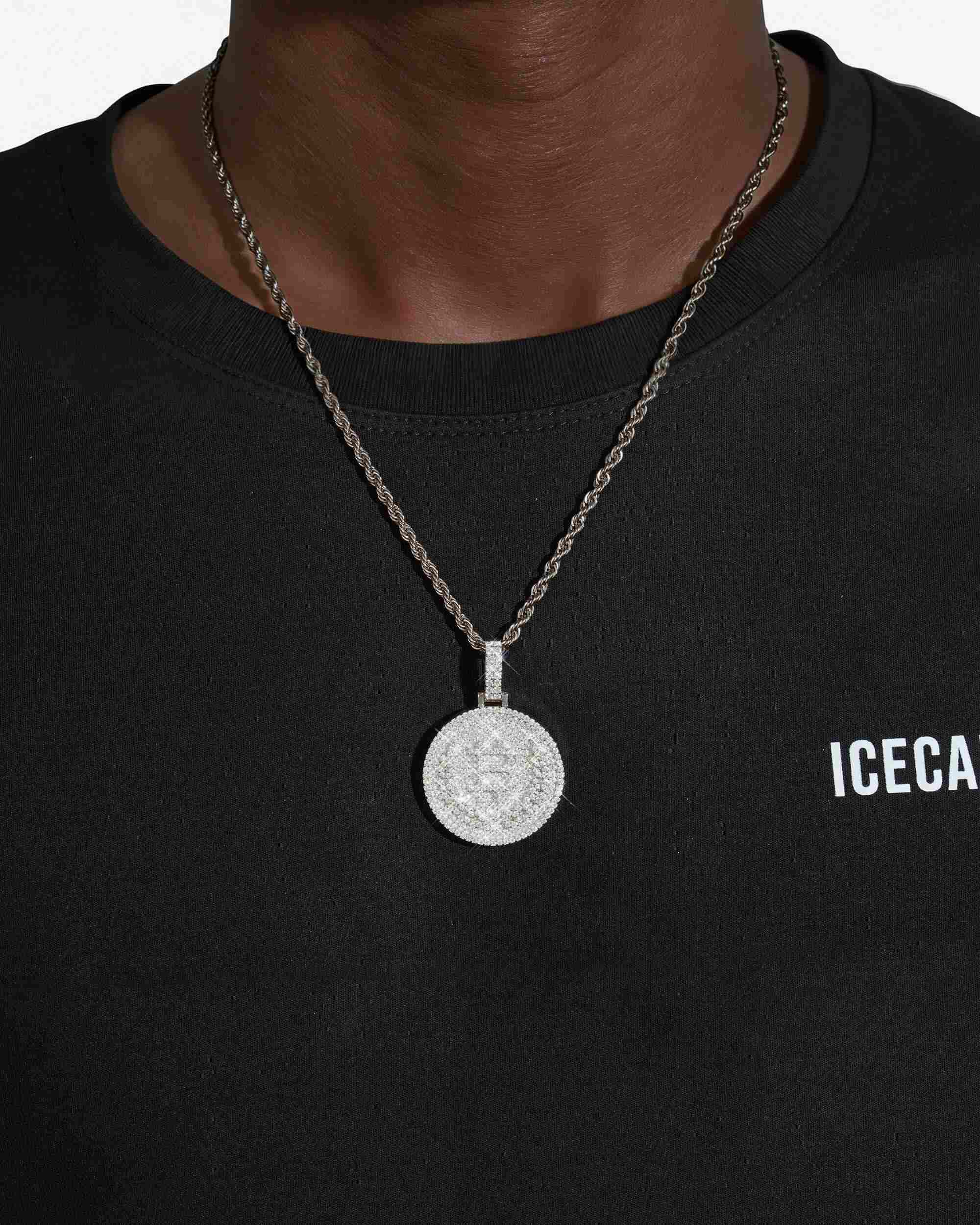 "BITCOIN" Custom Circle Pendant 14K Gold (view 3 of 4)