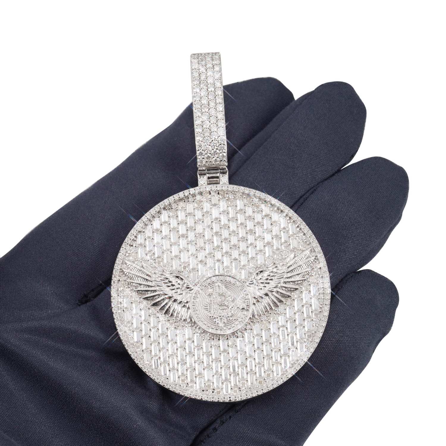 "BITCOIN EAGLE" Custom Circle Pendant 14K Gold (view 4 of 4)