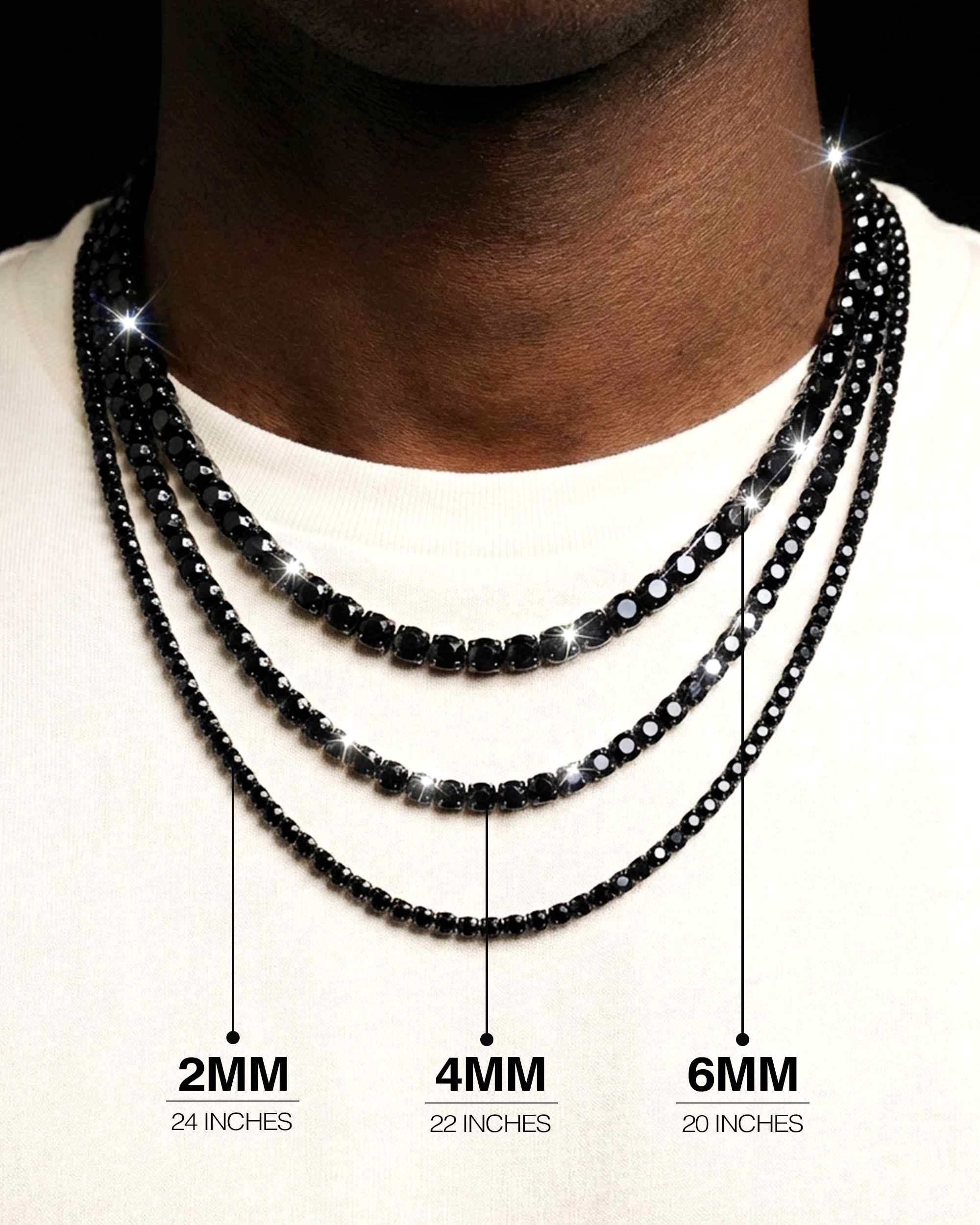 Black Moissanite Tennis Chain 14K Black Gold (ALL SIZES) (view 2 of 23)
