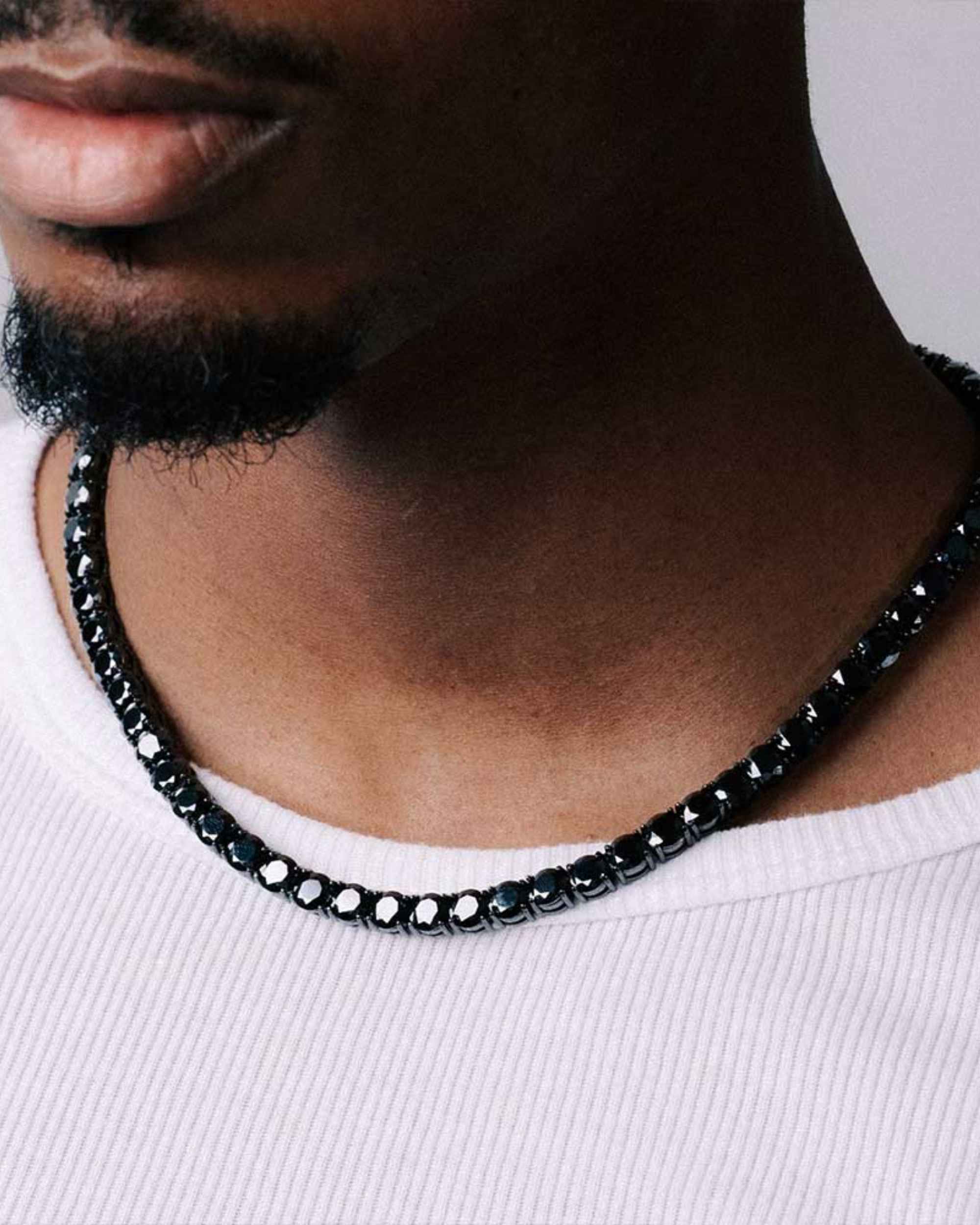 Black Moissanite Tennis Chain 14K Black Gold (ALL SIZES) (view 4 of 23)