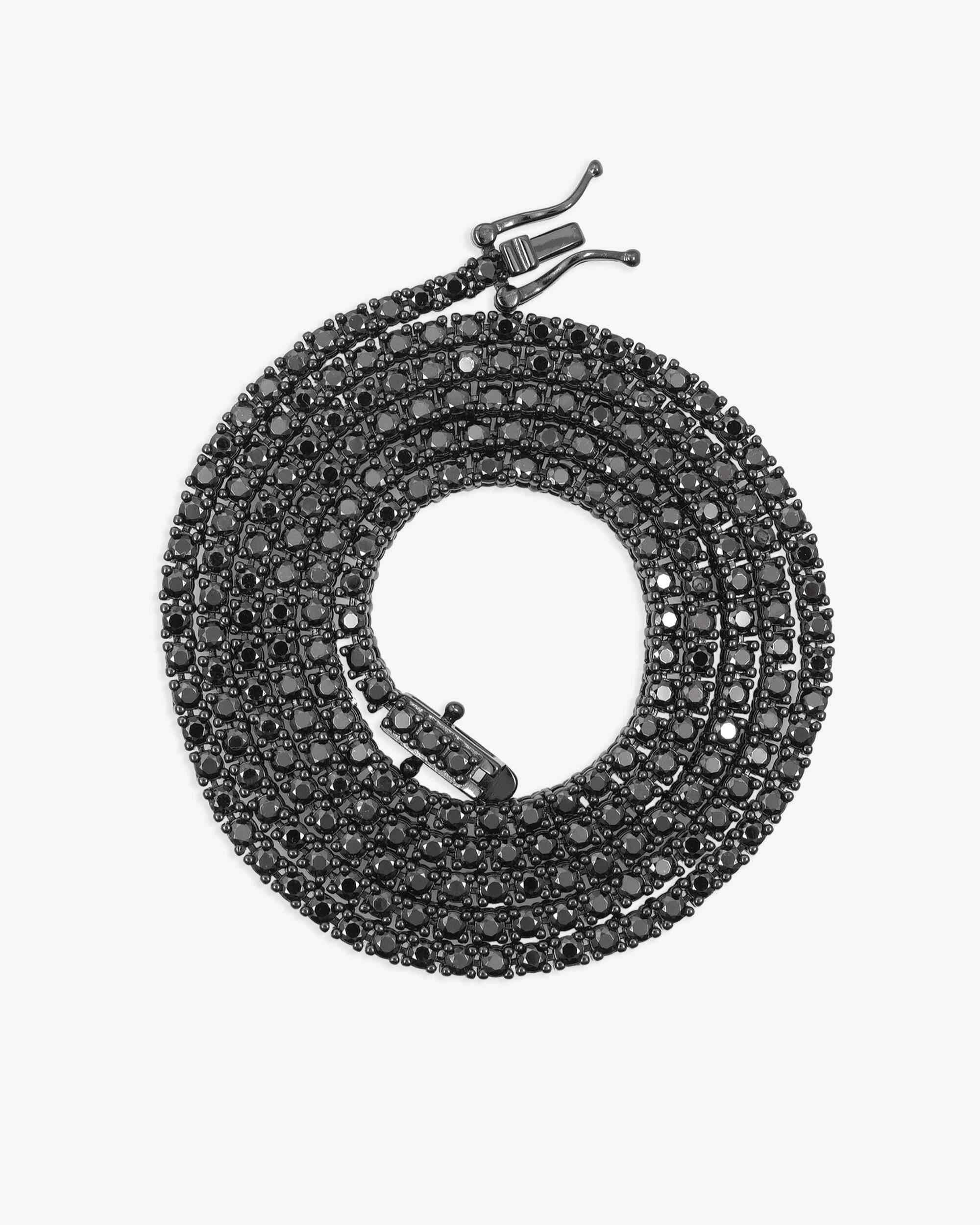 Black Moissanite Tennis Chain 14K Black Gold (ALL SIZES) (view 9 of 23)