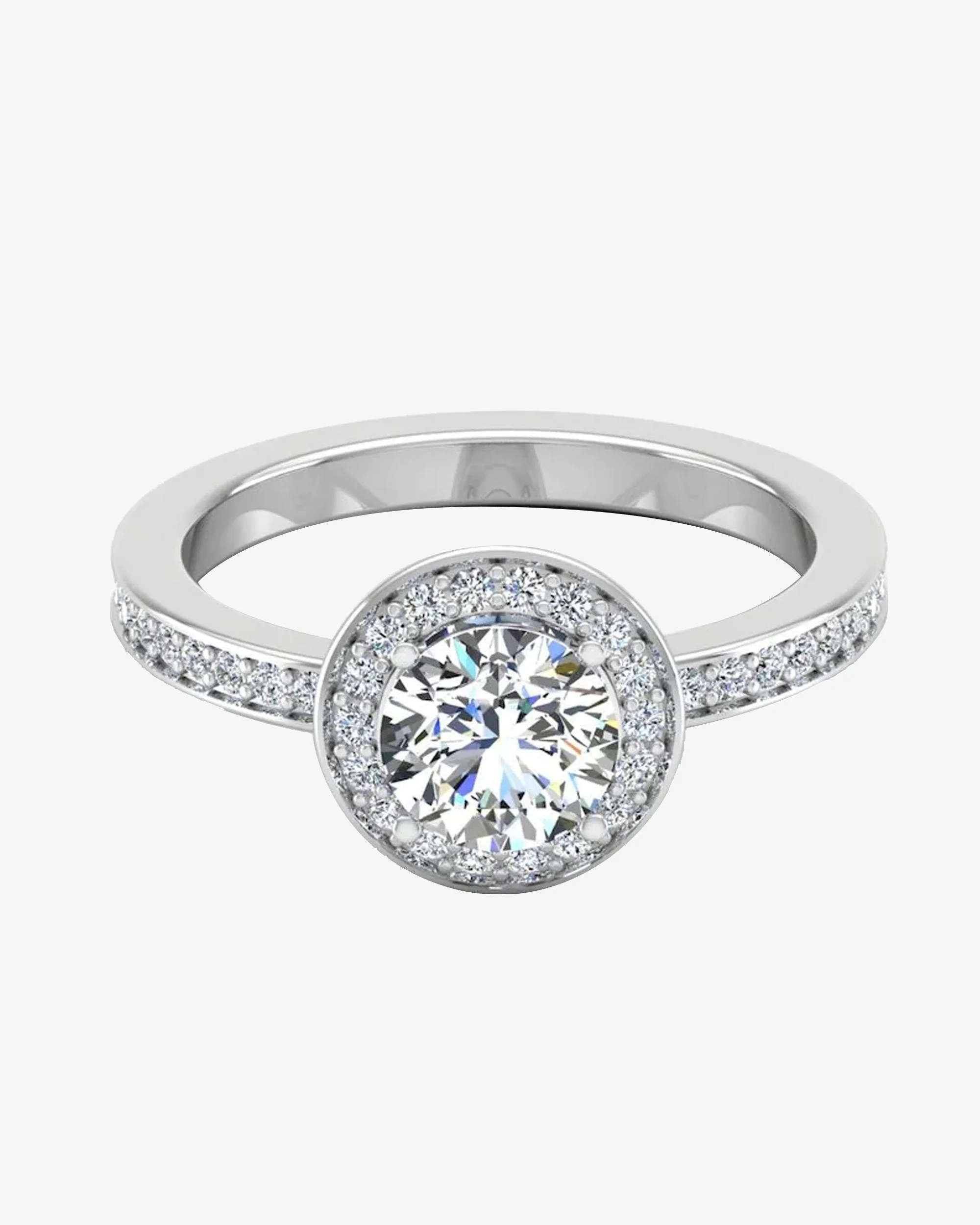 Brilliant Cut Halo Channel Set Moissanite Engagement Ring - in 14k gold (view 2 of 7)