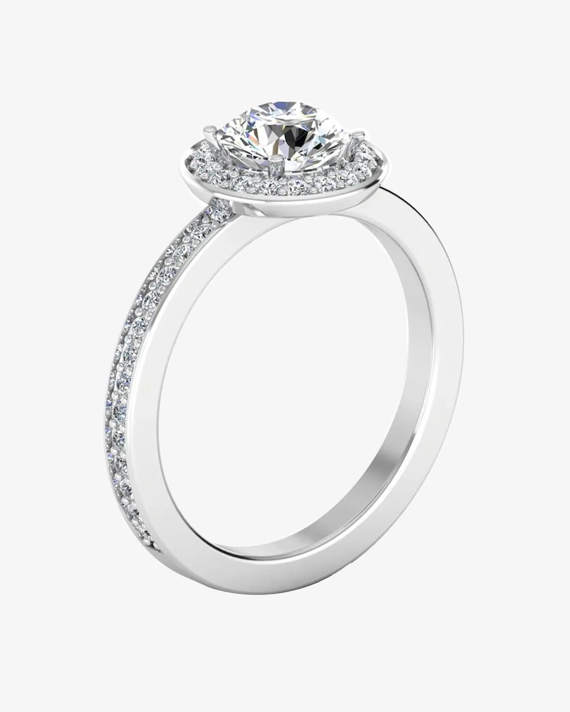 Brilliant Cut Halo Channel Set Moissanite Engagement Ring - in 14k gold (view 3 of 7)