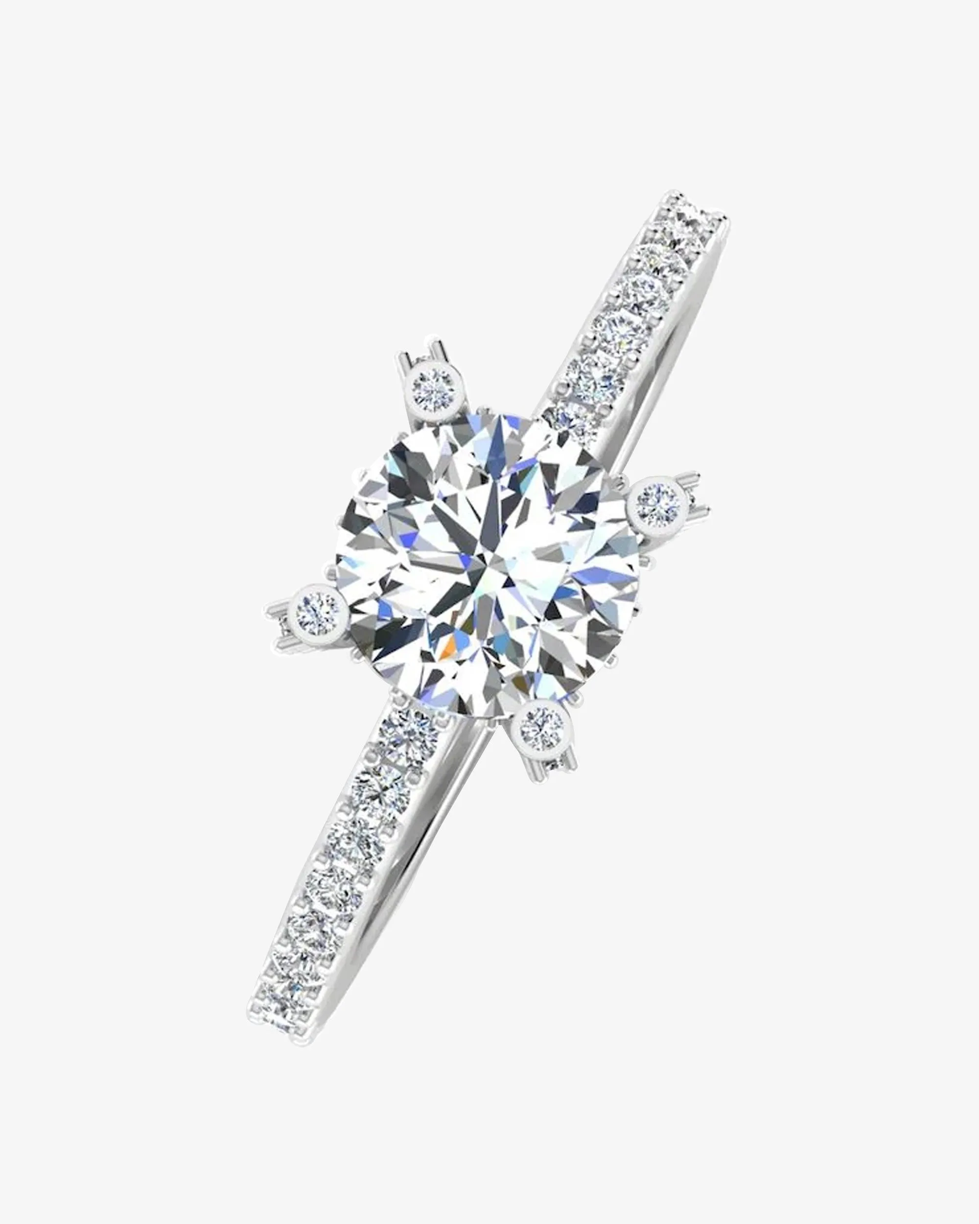 Brilliant Cut Prong & Bezel Moissanite Engagement Ring - in 14k gold (view 3 of 7)