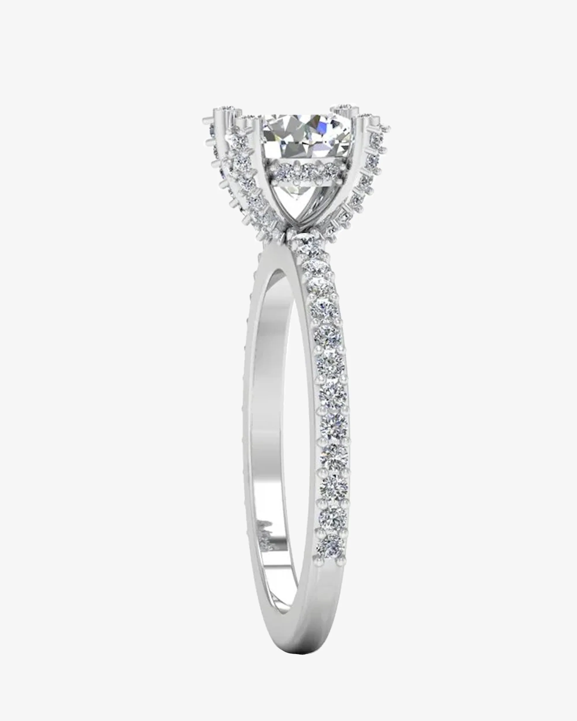 Brilliant Cut Prong & Bezel Moissanite Engagement Ring - in 14k gold (view 4 of 7)