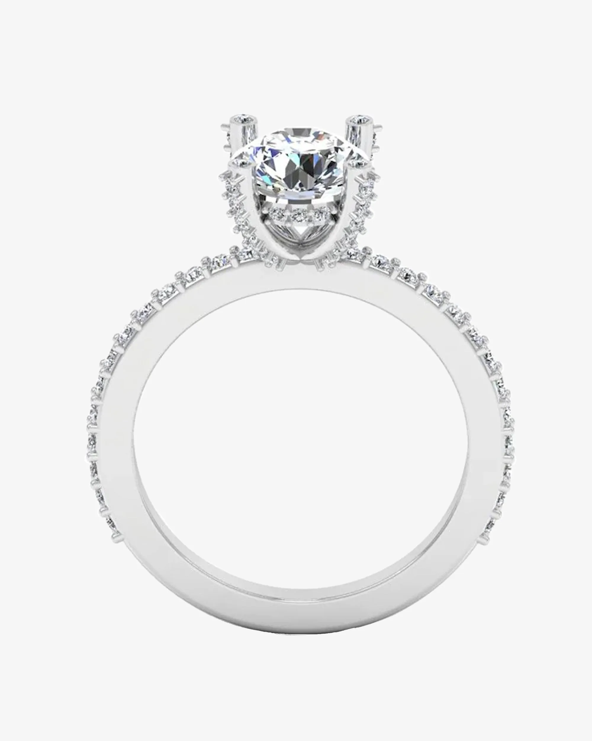 Brilliant Cut Prong & Bezel Moissanite Engagement Ring - in 14k gold (view 5 of 7)