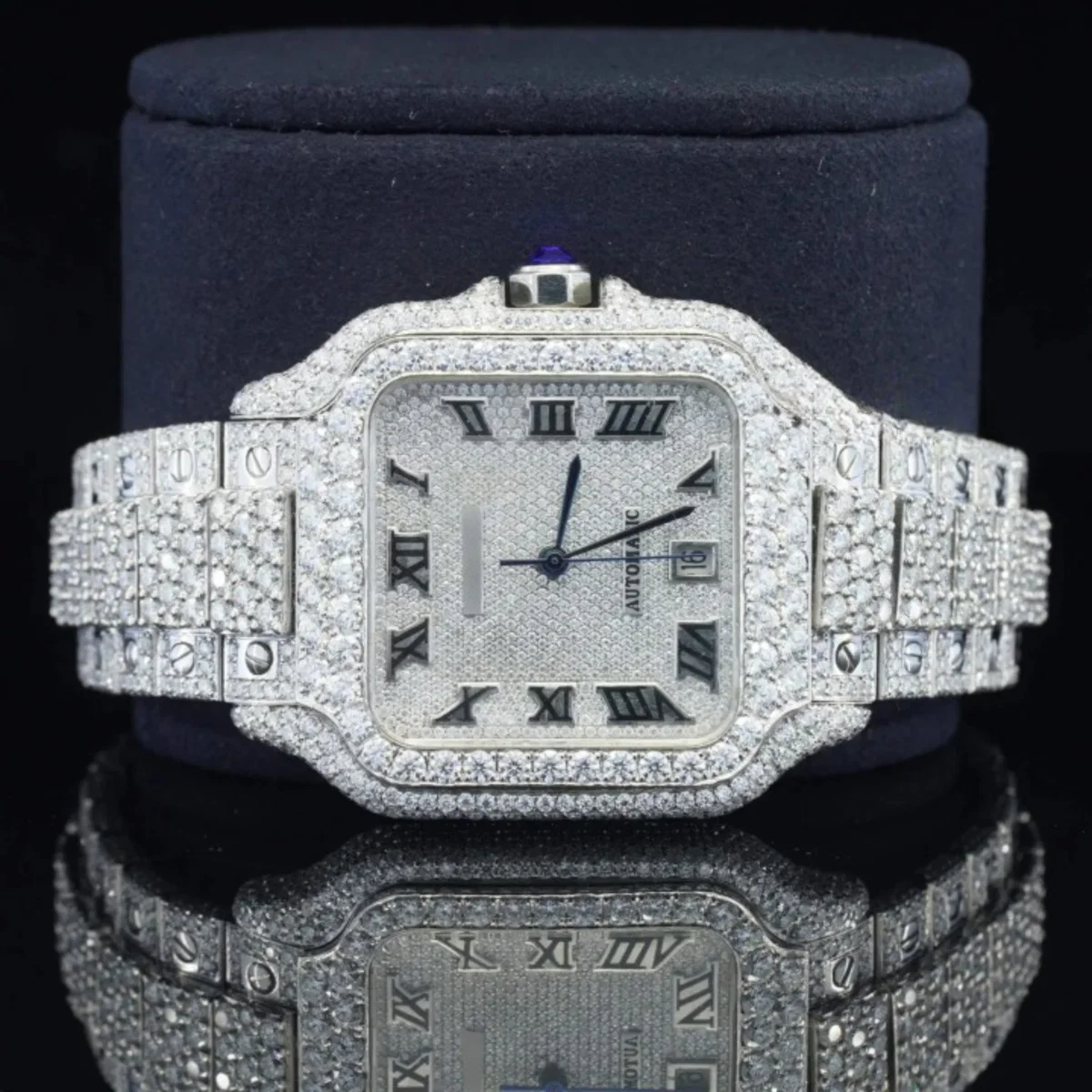 Brilliant Roman Number Moissanite Watch Fully Iced Out (view 2 of 5)
