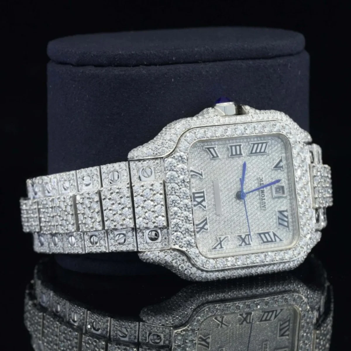 Brilliant Roman Number Moissanite Watch Fully Iced Out (view 3 of 5)