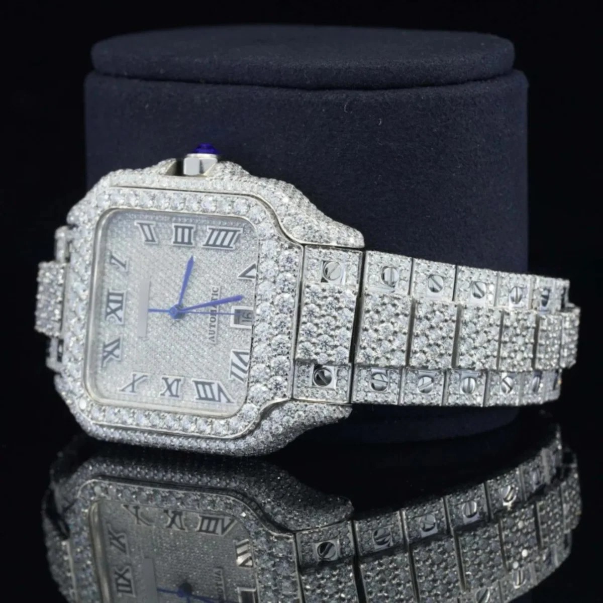 Brilliant Roman Number Moissanite Watch Fully Iced Out (view 4 of 5)