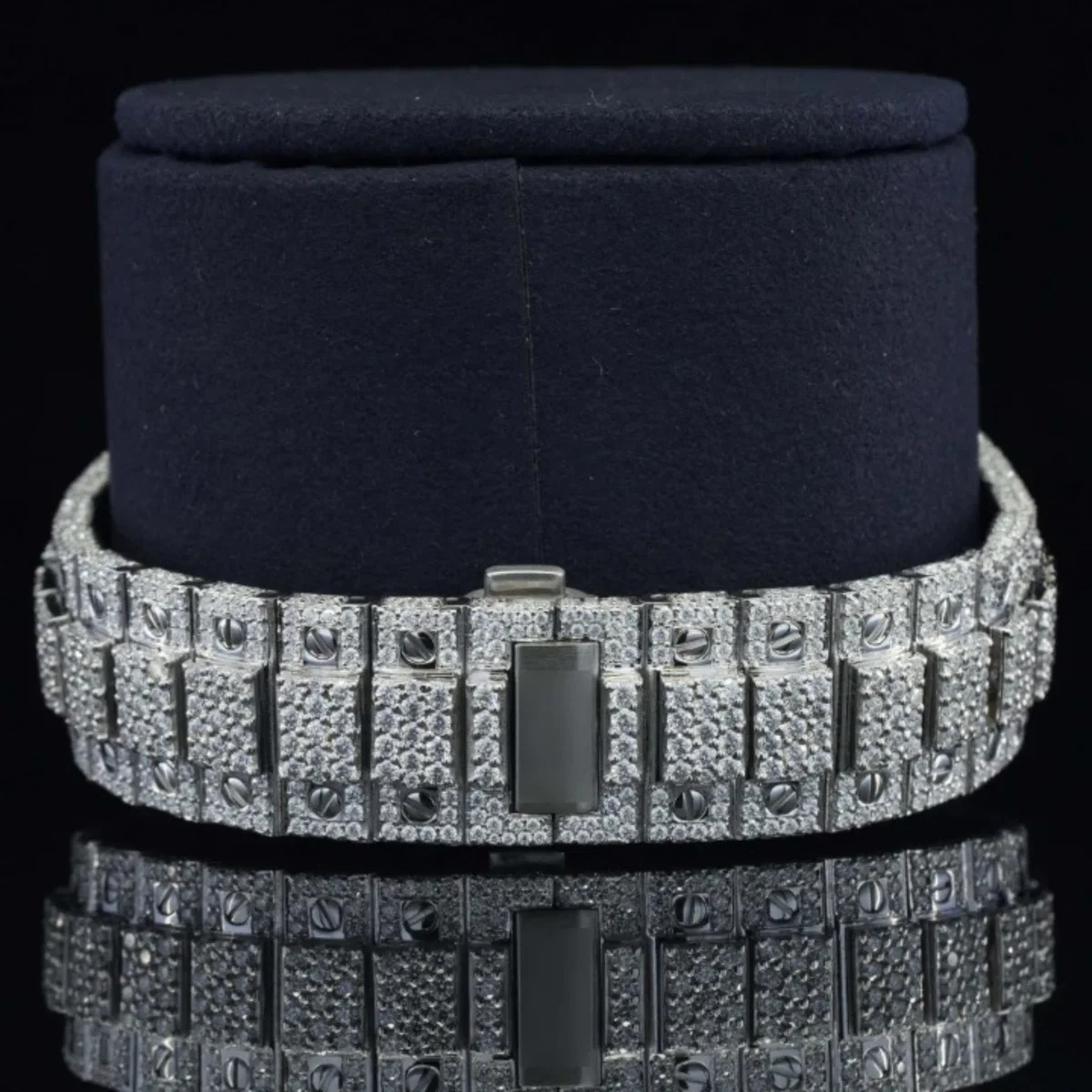 Brilliant Roman Number Moissanite Watch Fully Iced Out (view 5 of 5)