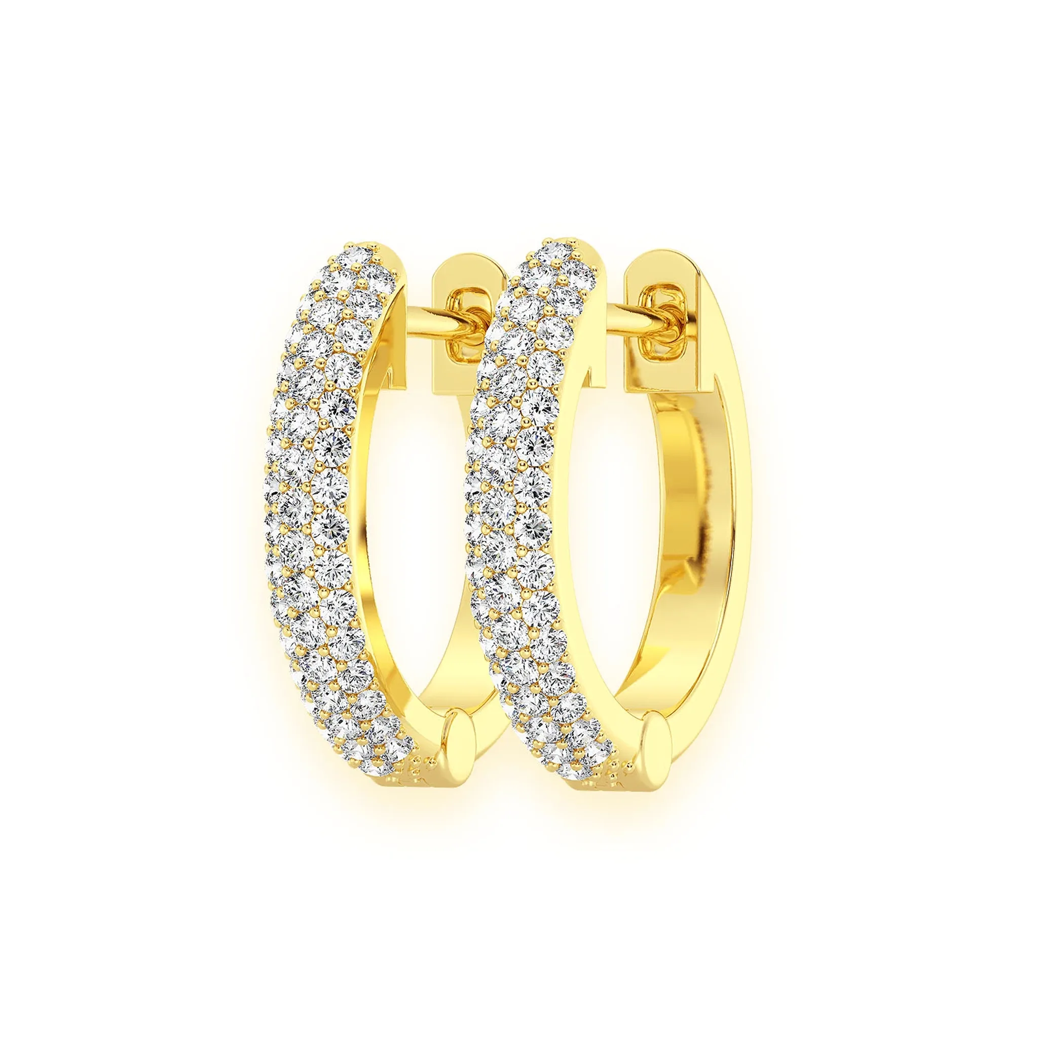 Bubble Row Diamond Huggies - earrings in yellow gold