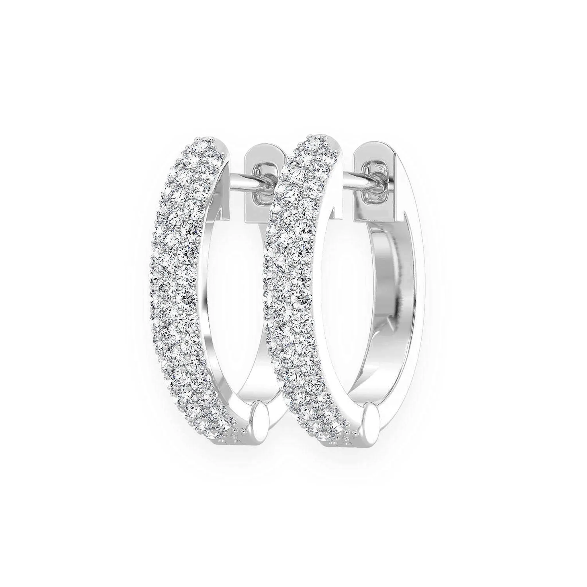 Bubble Row Diamond Huggies - earrings in yellow gold (view 2 of 11)