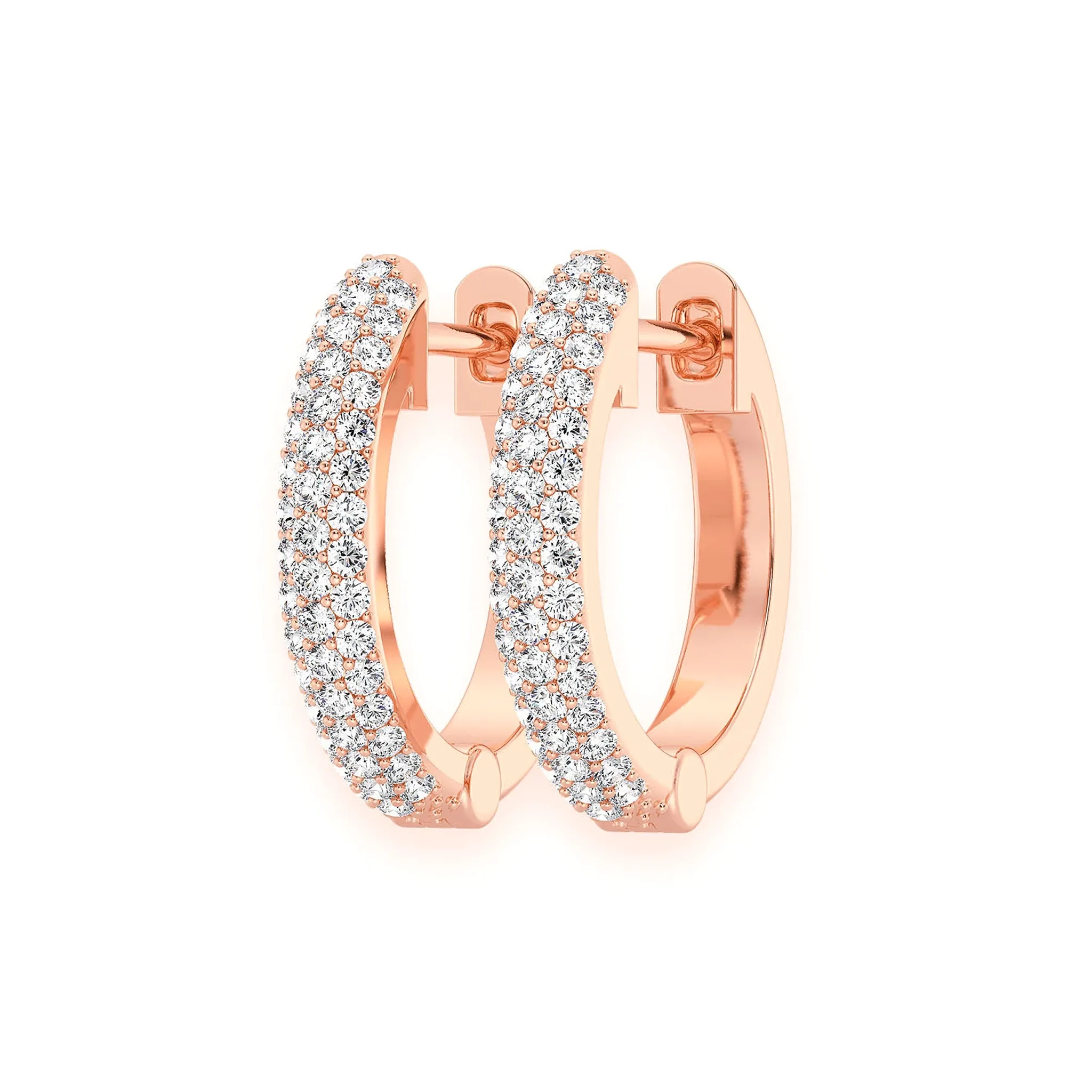 Bubble Row Diamond Huggies - earrings in yellow gold (view 3 of 11)