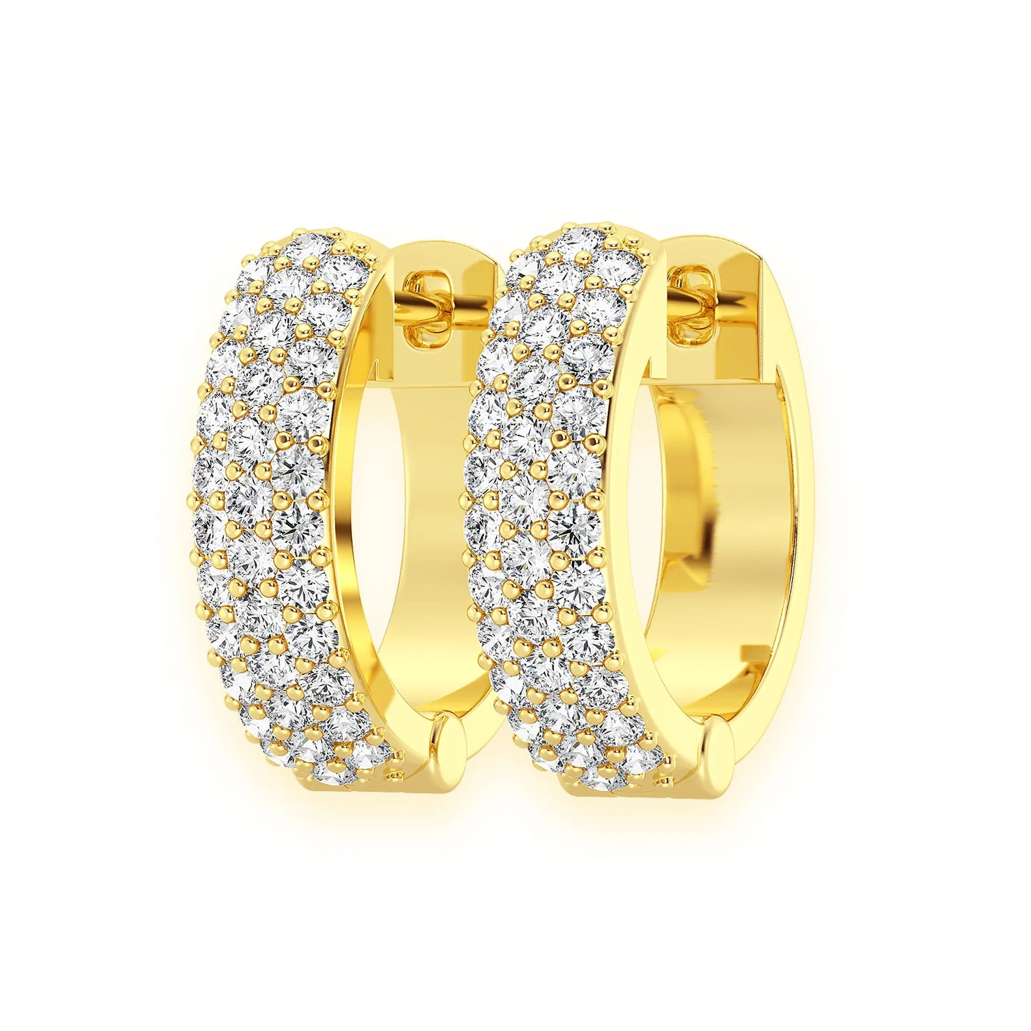 Bubble Row Diamond Huggies - earrings in yellow gold (view 4 of 11)