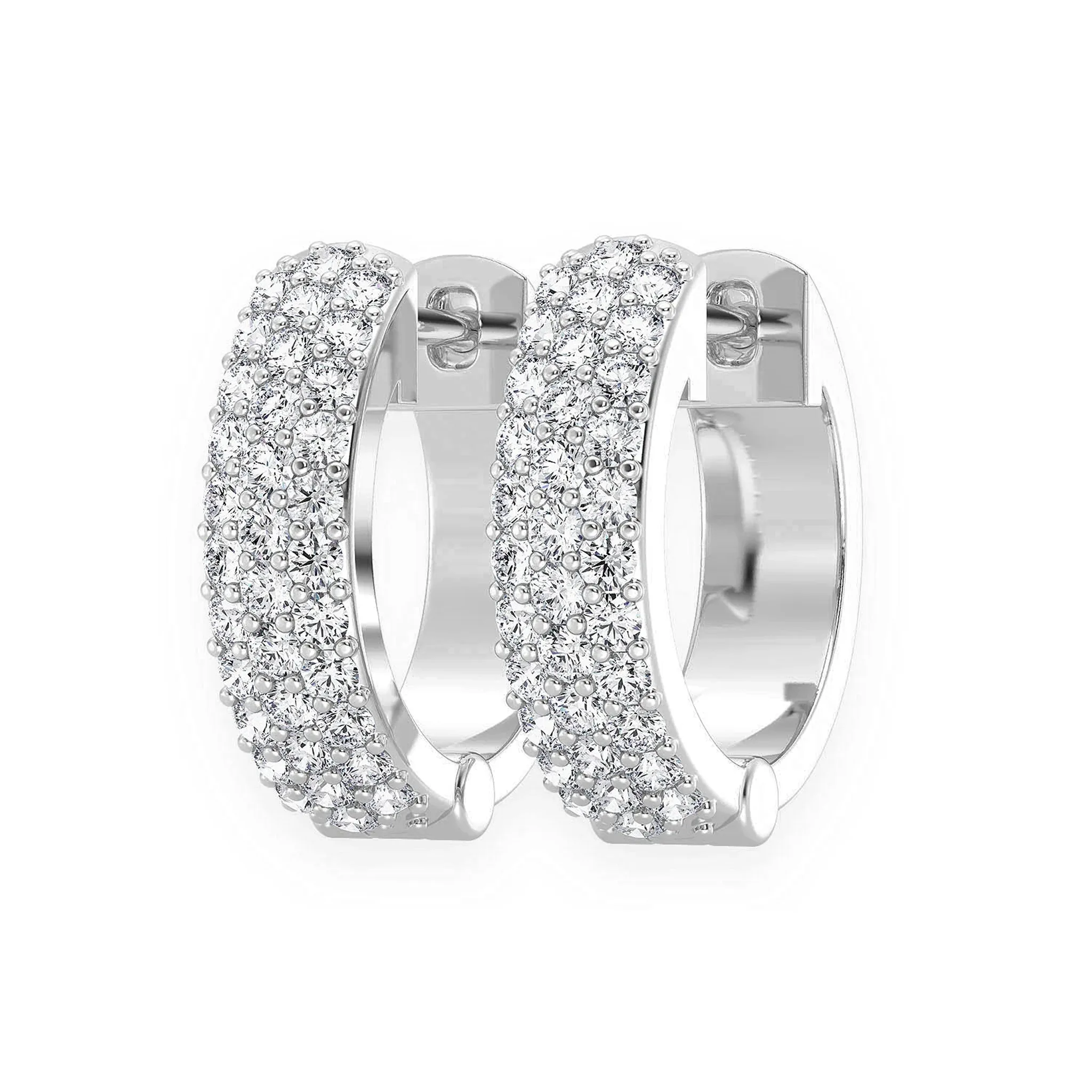 Bubble Row Diamond Huggies - earrings in yellow gold (view 5 of 11)