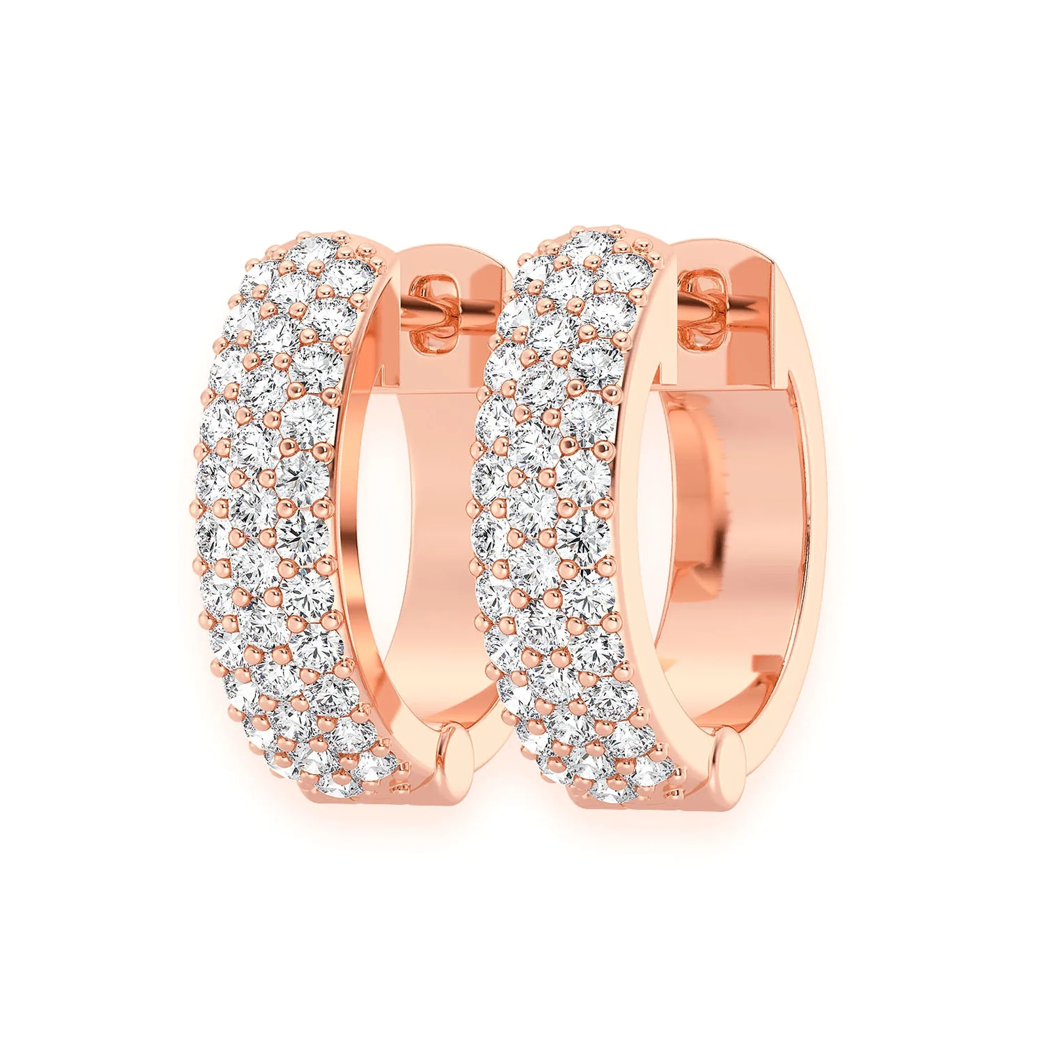 Bubble Row Diamond Huggies - earrings in yellow gold (view 6 of 11)