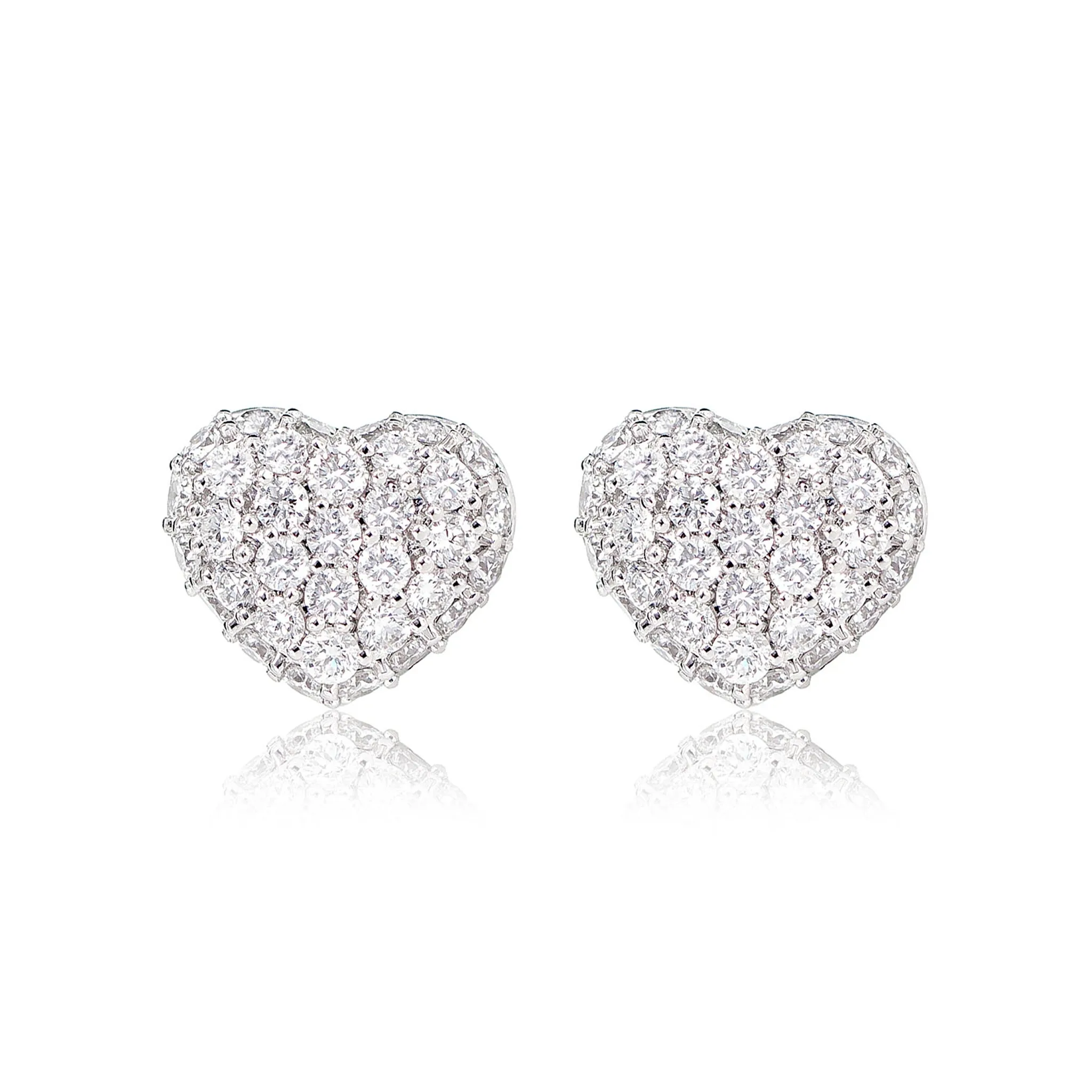 Bubbly Diamond Heart Stud Earrings 0.50ctw - in white gold