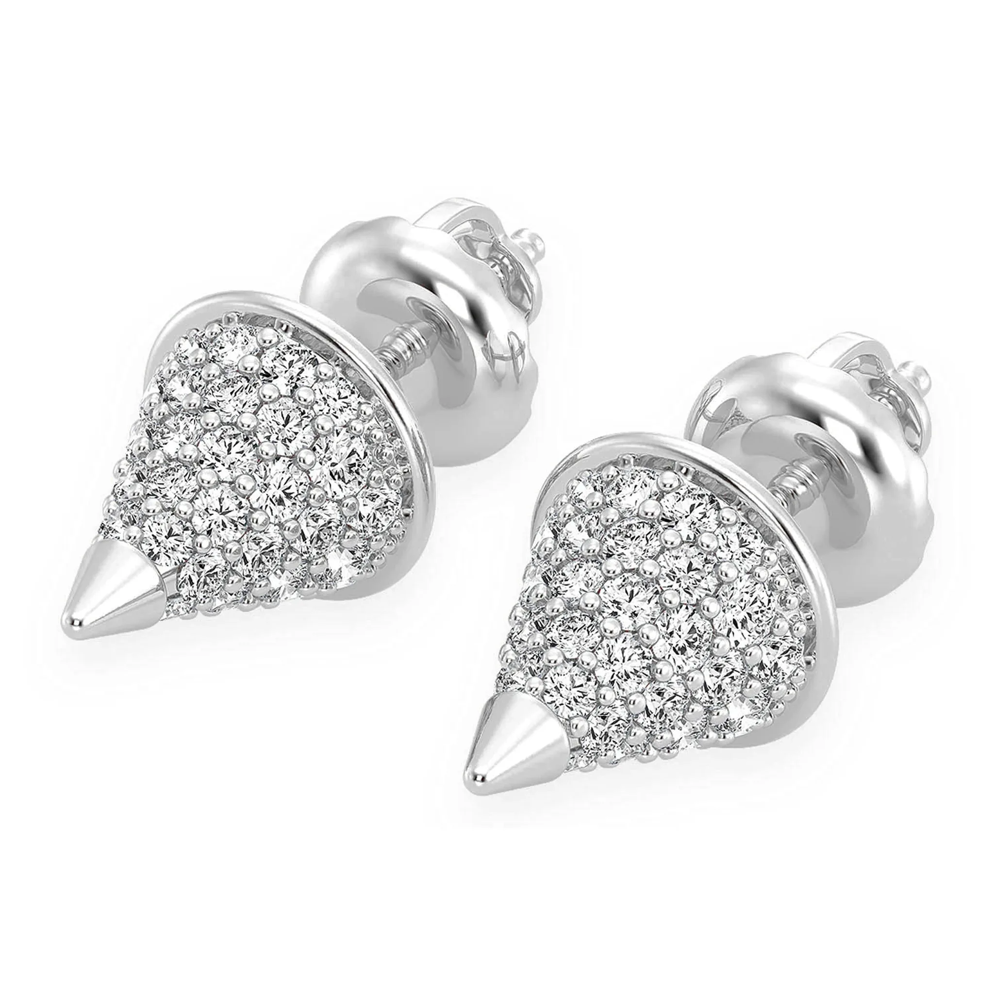 Bullet Point Diamond Studs - earrings in yellow gold (view 3 of 6)