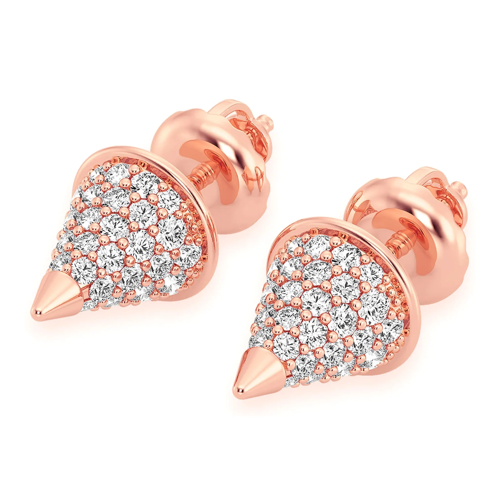 Bullet Point Diamond Studs - earrings in yellow gold (view 5 of 6)