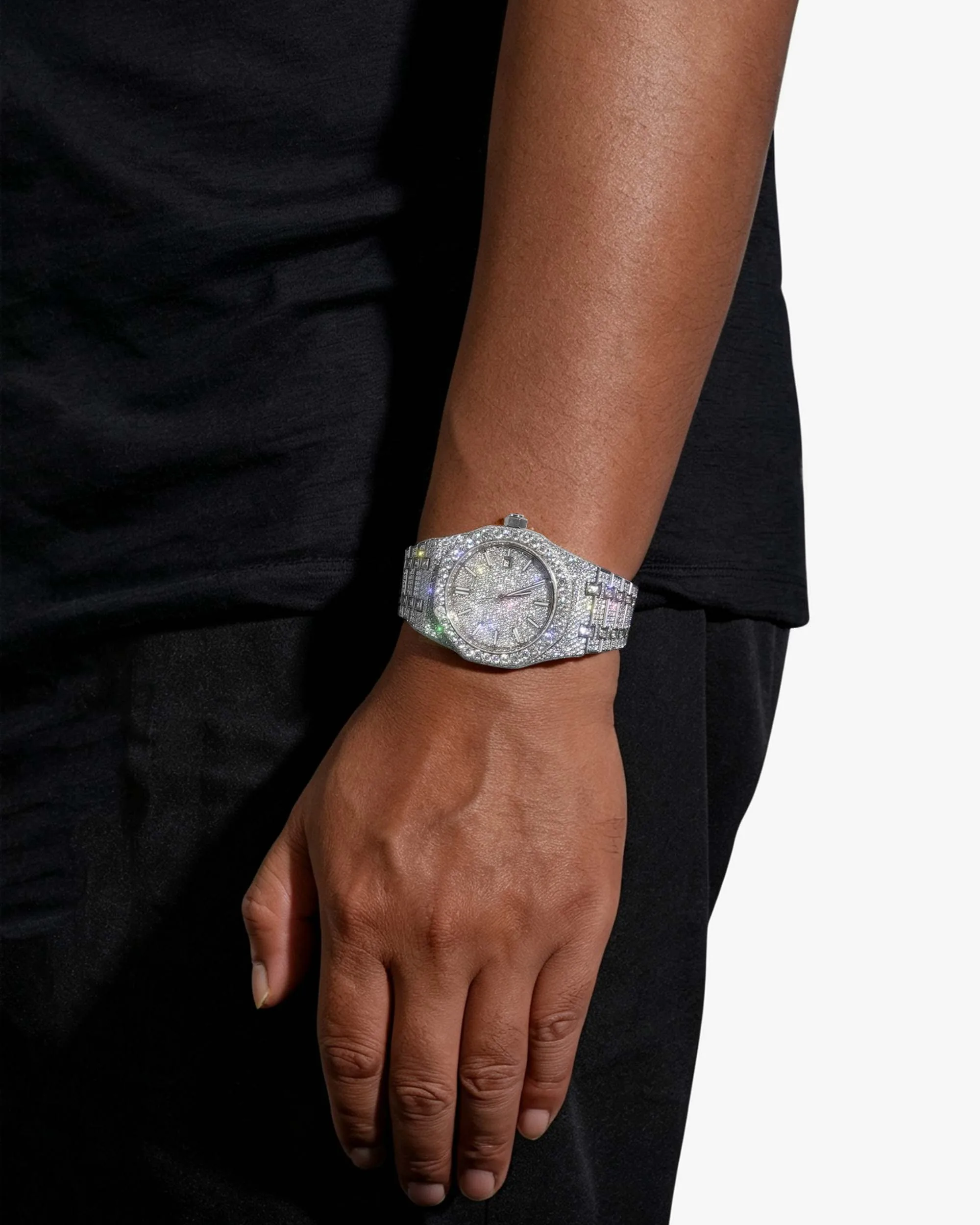 Bust Down Moissanite Watch | 44MM | 14K White Gold (view 2 of 9)